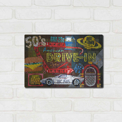 Luxe Metal Art 'American Driveins License Plate Art Collage' by Design Turnpike, Metal Wall Art,16x12