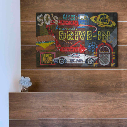 Luxe Metal Art 'American Driveins License Plate Art Collage' by Design Turnpike, Metal Wall Art,16x12