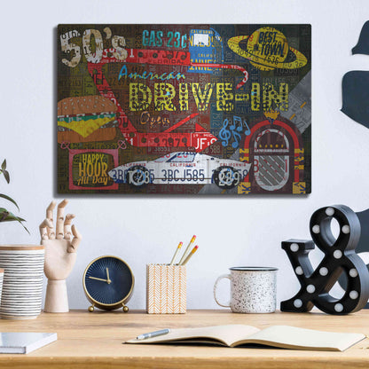 Luxe Metal Art 'American Driveins License Plate Art Collage' by Design Turnpike, Metal Wall Art,16x12