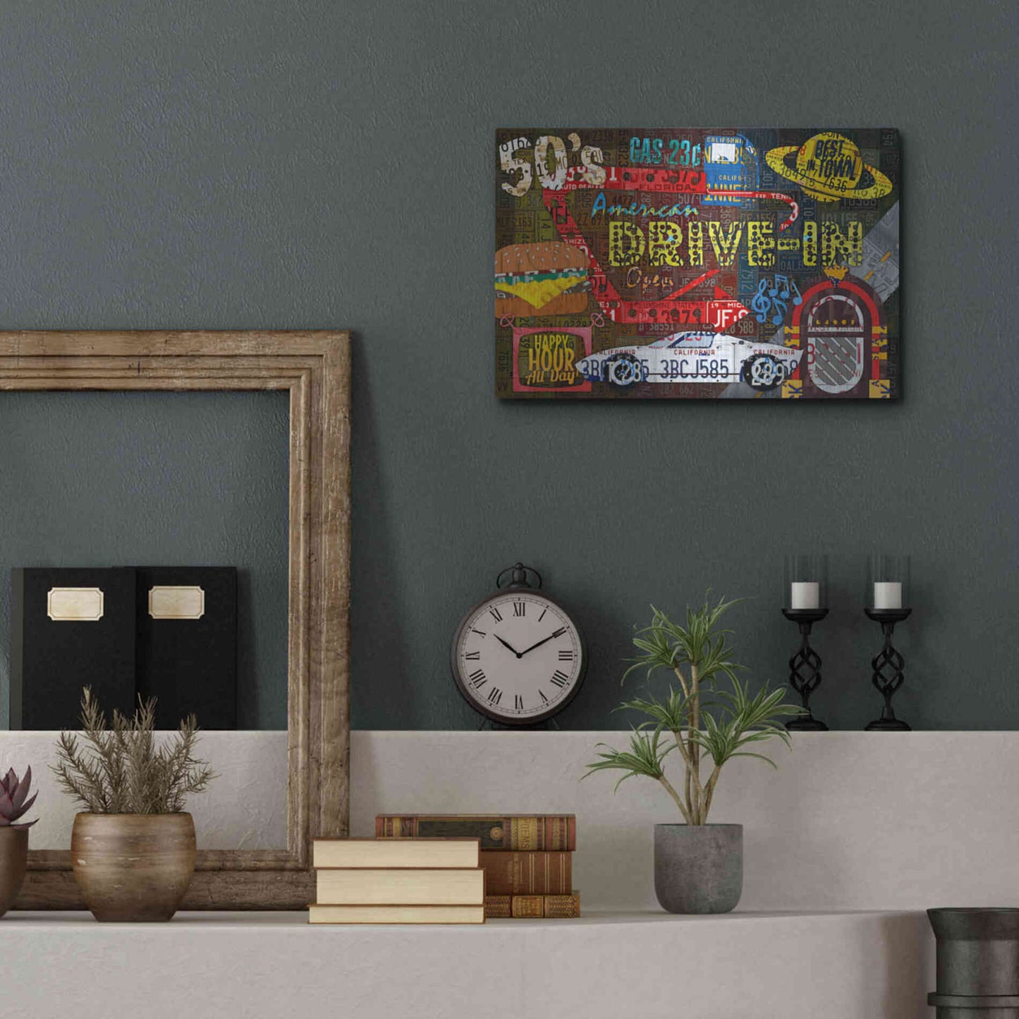 Luxe Metal Art 'American Driveins License Plate Art Collage' by Design Turnpike, Metal Wall Art,16x12