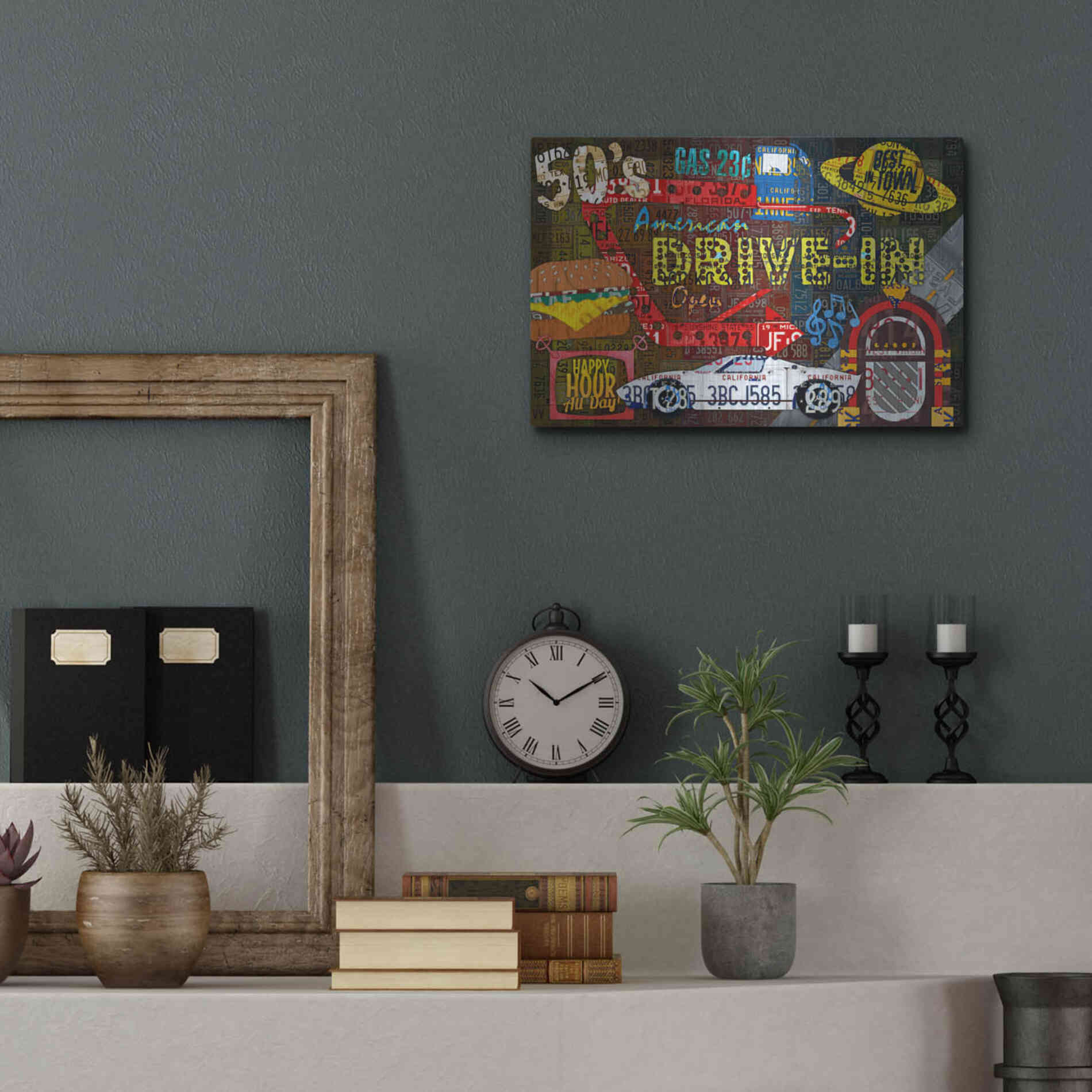 Luxe Metal Art 'American Driveins License Plate Art Collage' by Design Turnpike, Metal Wall Art,16x12