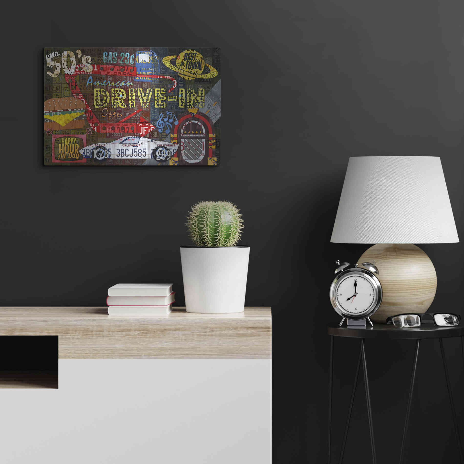 Luxe Metal Art 'American Driveins License Plate Art Collage' by Design Turnpike, Metal Wall Art,24x16