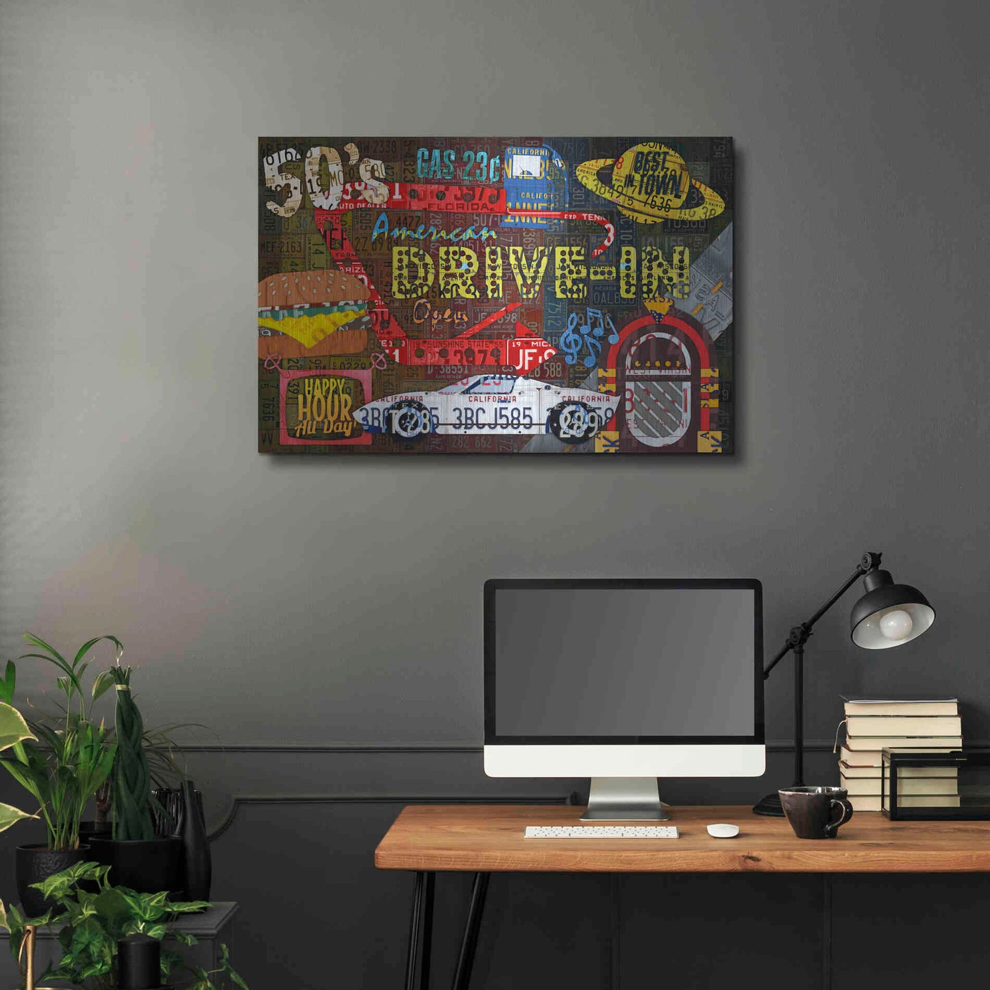 Luxe Metal Art 'American Driveins License Plate Art Collage' by Design Turnpike, Metal Wall Art,36x24