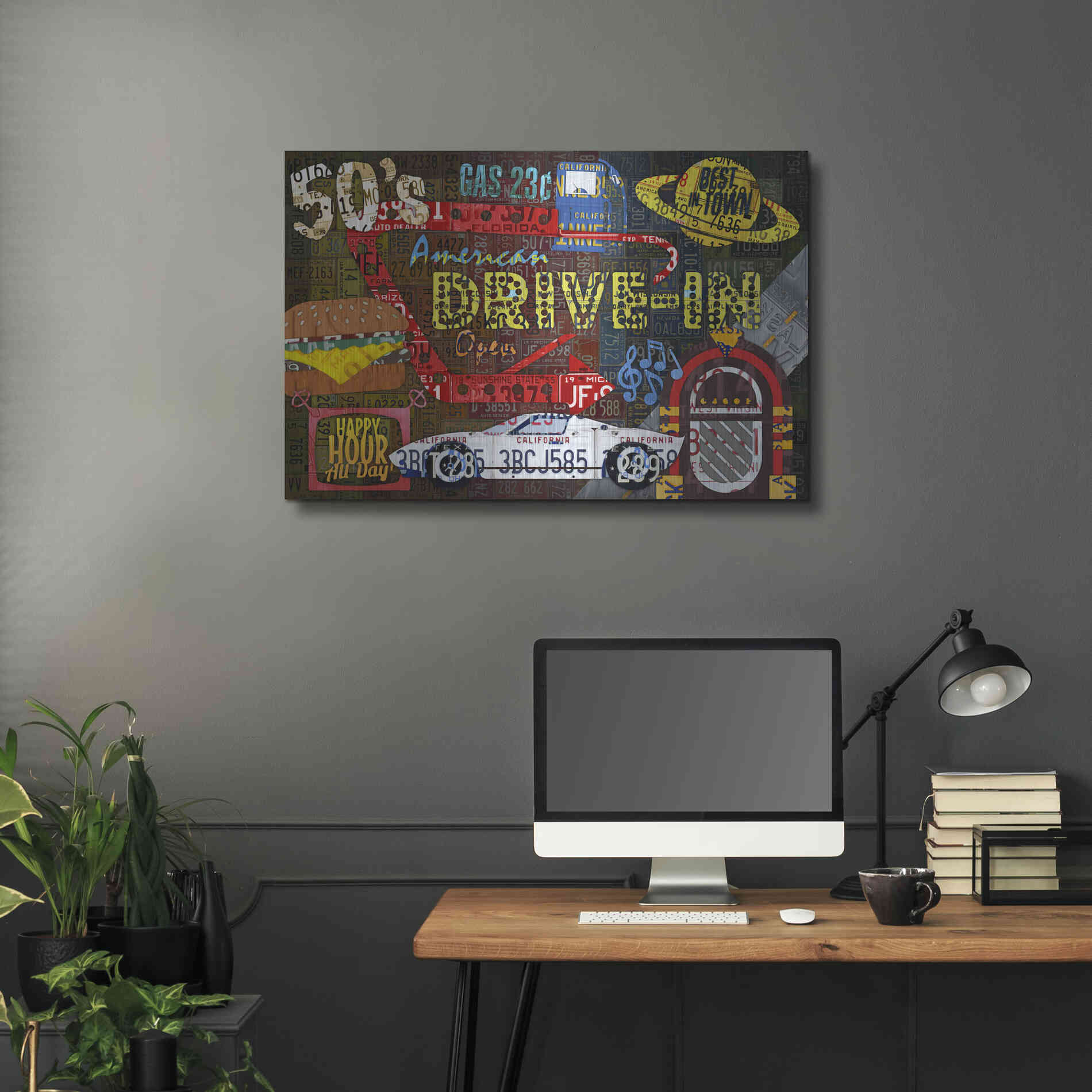 Luxe Metal Art 'American Driveins License Plate Art Collage' by Design Turnpike, Metal Wall Art,36x24