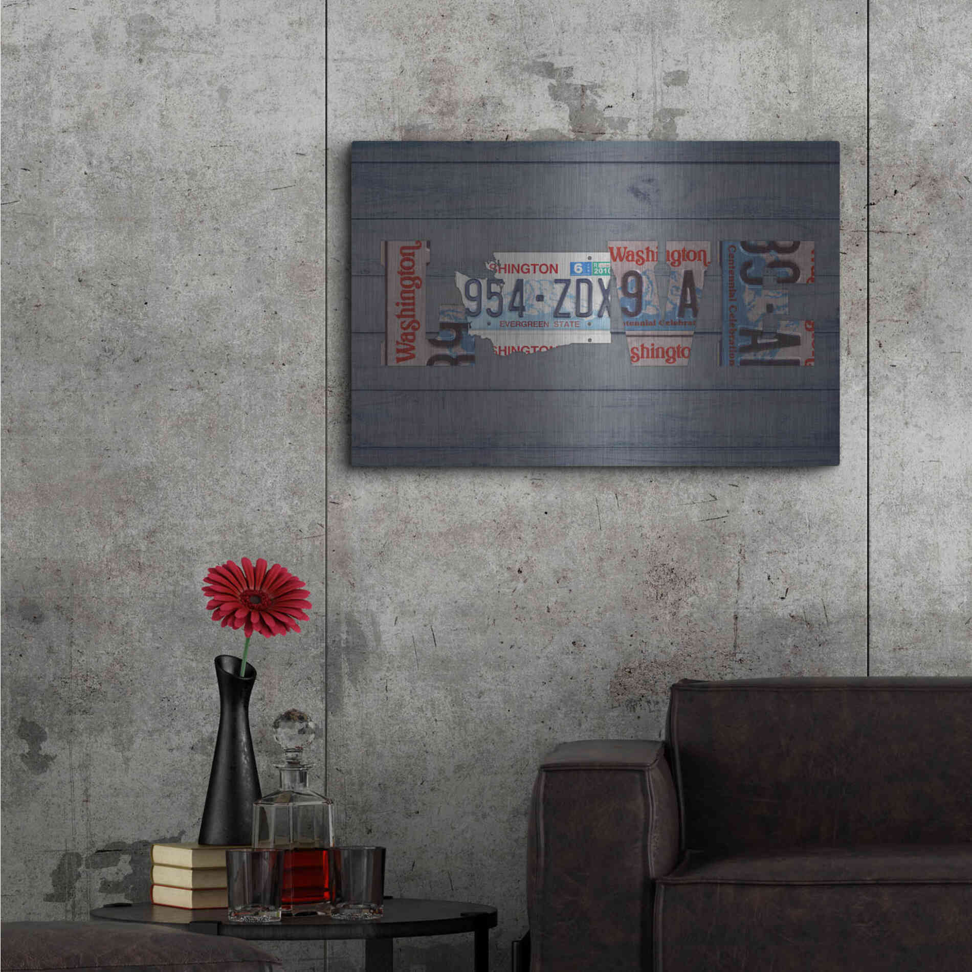 Luxe Metal Art 'WA State Love' by Design Turnpike, Metal Wall Art,36x24