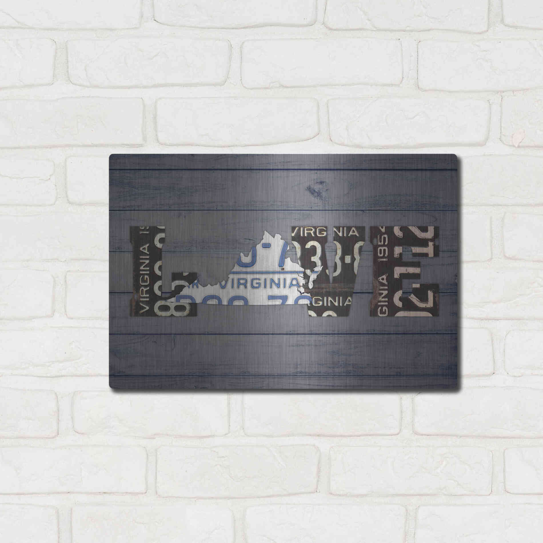 Luxe Metal Art 'VA State Love' by Design Turnpike, Metal Wall Art,16x12