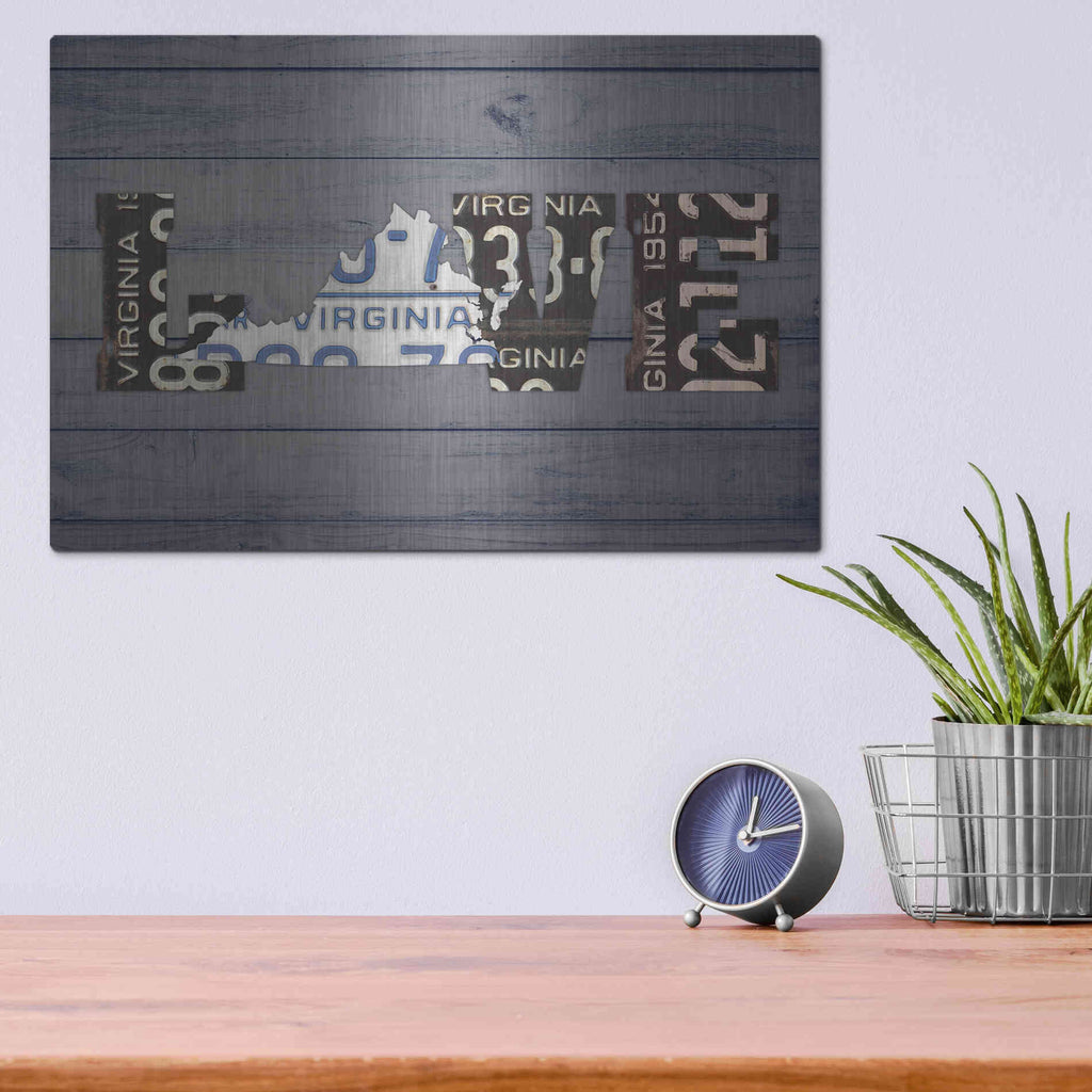 Luxe Metal Art 'VA State Love' by Design Turnpike, Metal Wall Art,16x12