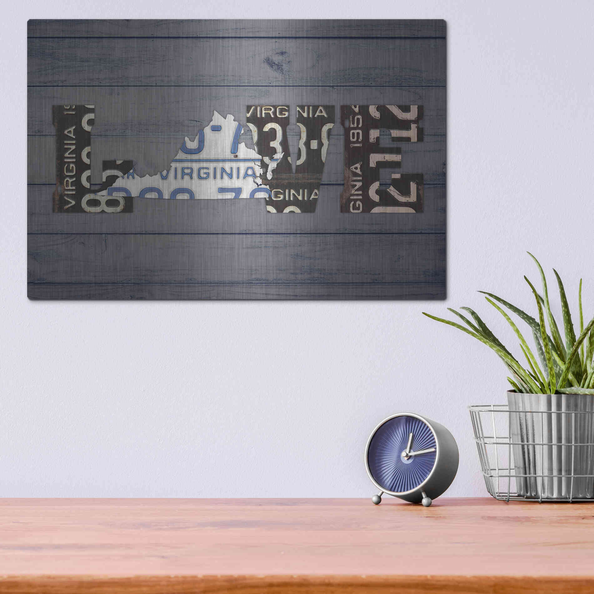 Luxe Metal Art 'VA State Love' by Design Turnpike, Metal Wall Art,16x12
