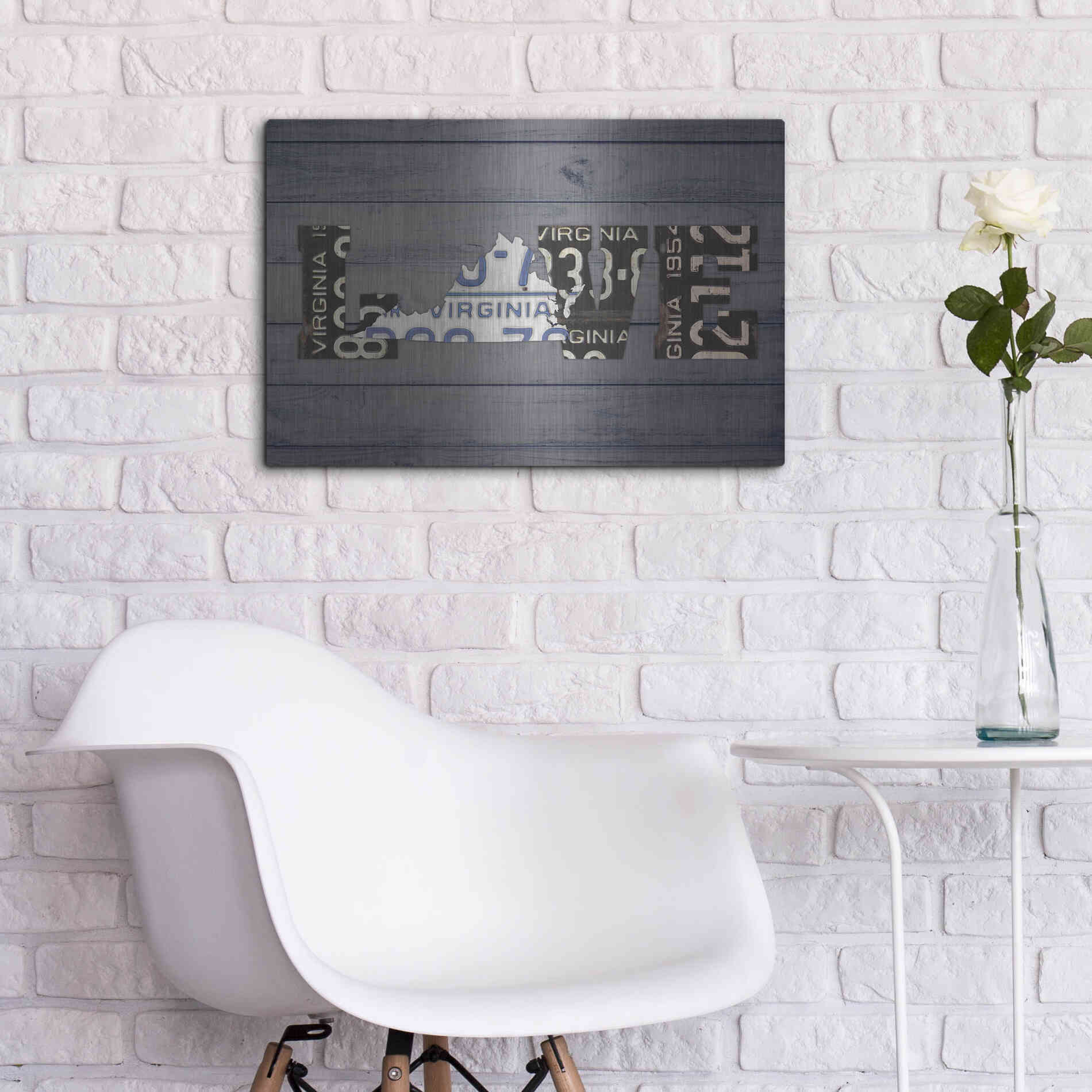 Luxe Metal Art 'VA State Love' by Design Turnpike, Metal Wall Art,24x16