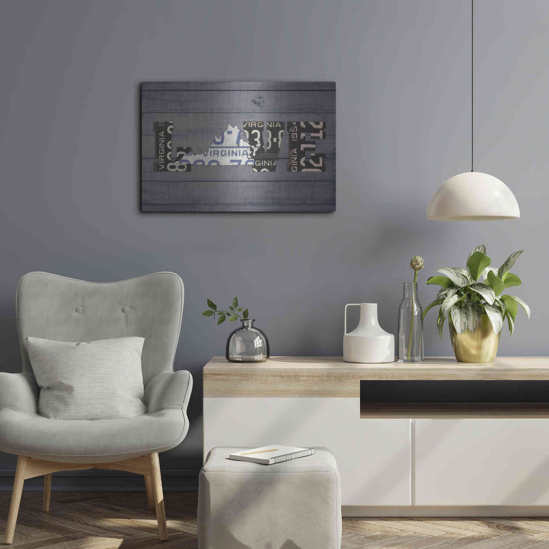 Luxe Metal Art 'VA State Love' by Design Turnpike, Metal Wall Art,24x16