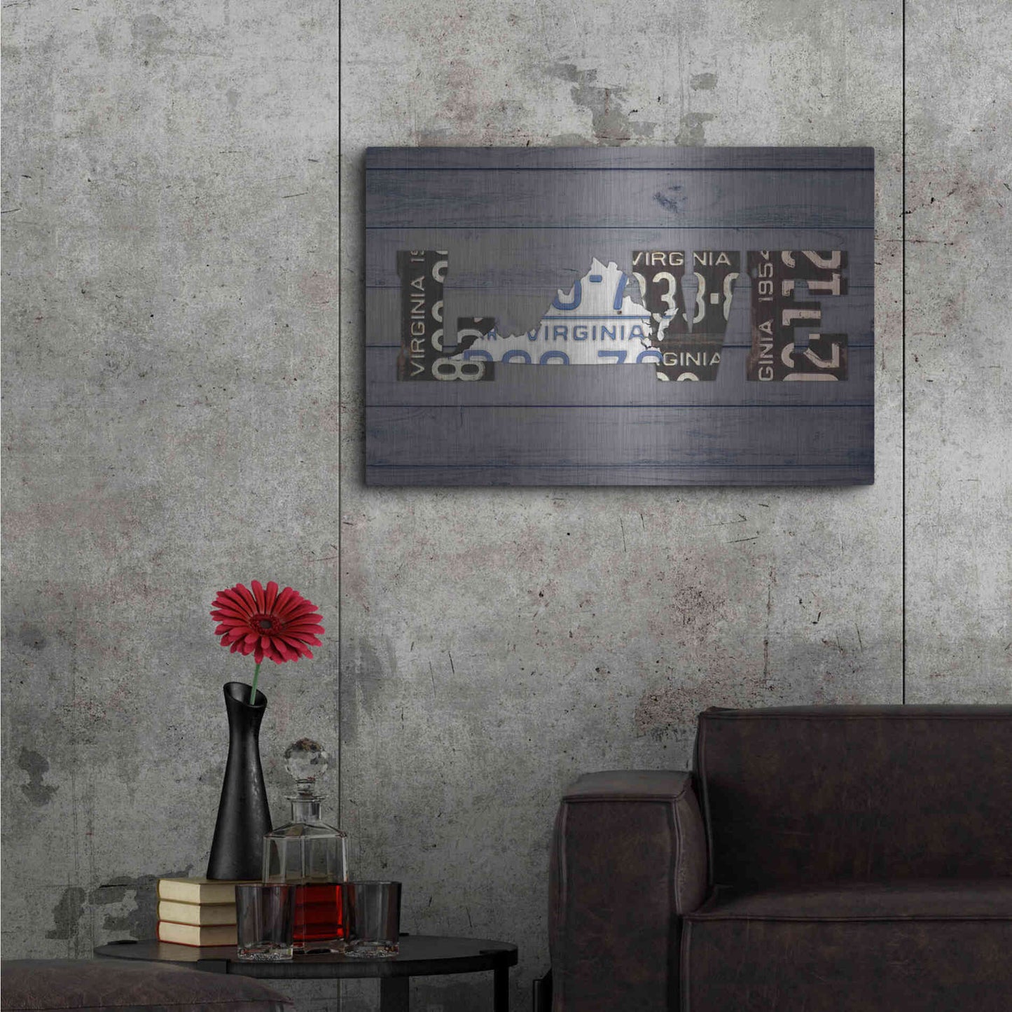 Luxe Metal Art 'VA State Love' by Design Turnpike, Metal Wall Art,36x24