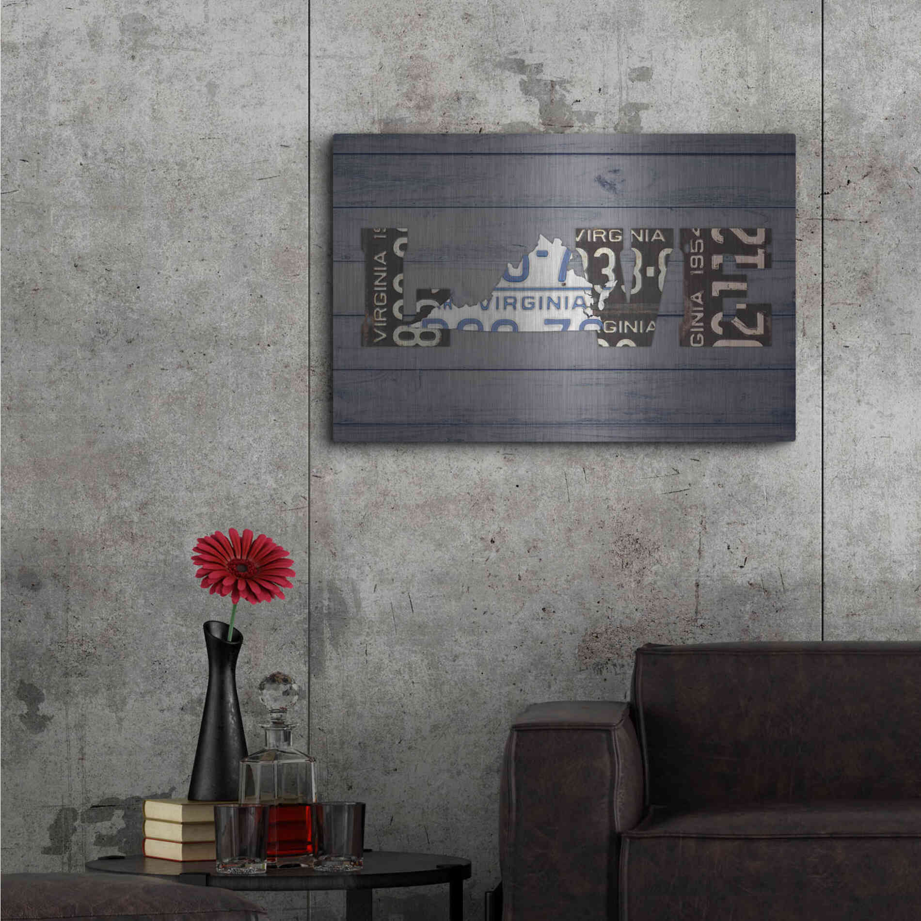 Luxe Metal Art 'VA State Love' by Design Turnpike, Metal Wall Art,36x24