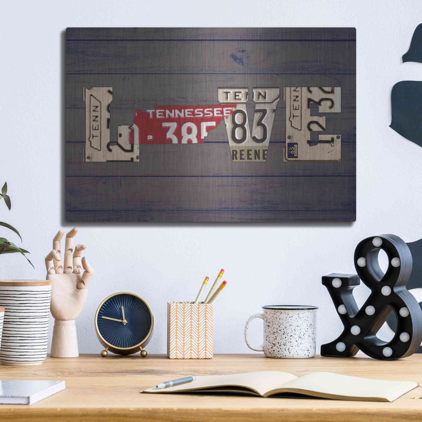 Luxe Metal Art 'TN State Love' by Design Turnpike, Metal Wall Art,16x12