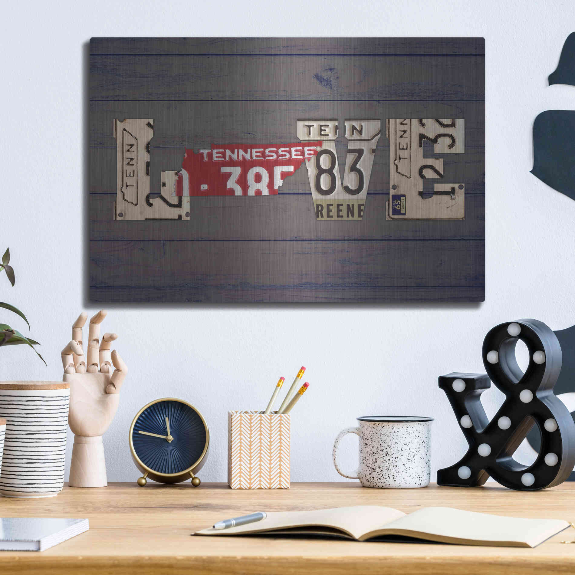 Luxe Metal Art 'TN State Love' by Design Turnpike, Metal Wall Art,16x12