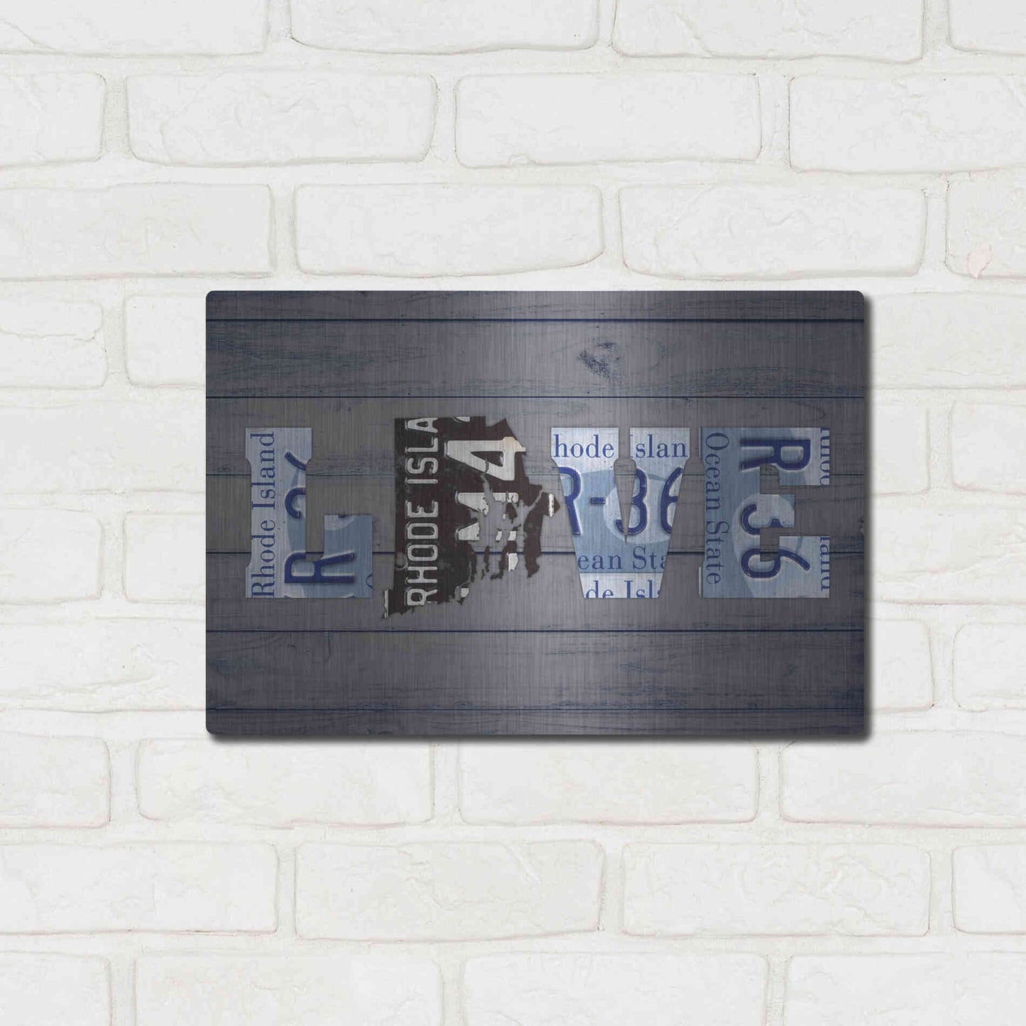 Luxe Metal Art 'RI State Love' by Design Turnpike, Metal Wall Art,16x12