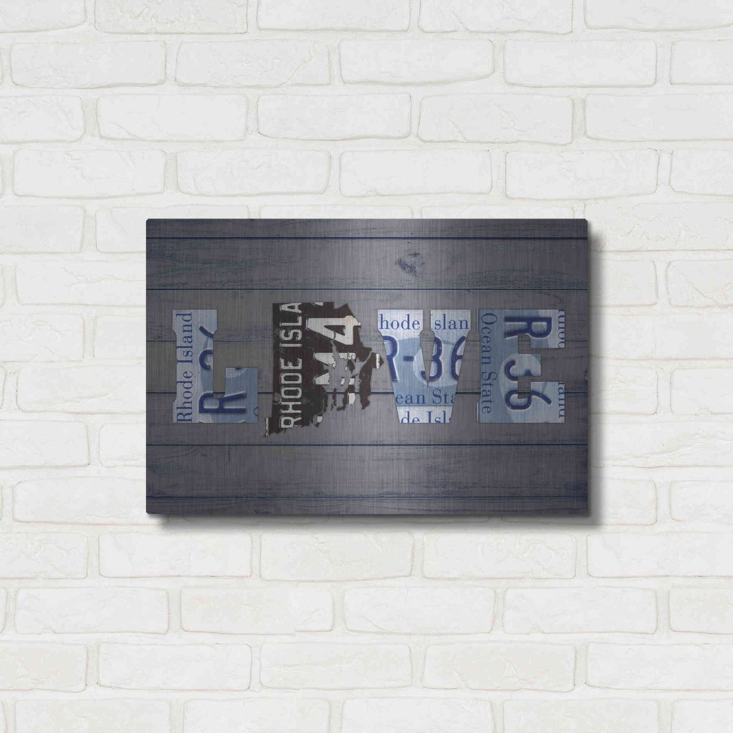 Luxe Metal Art 'RI State Love' by Design Turnpike, Metal Wall Art,24x16