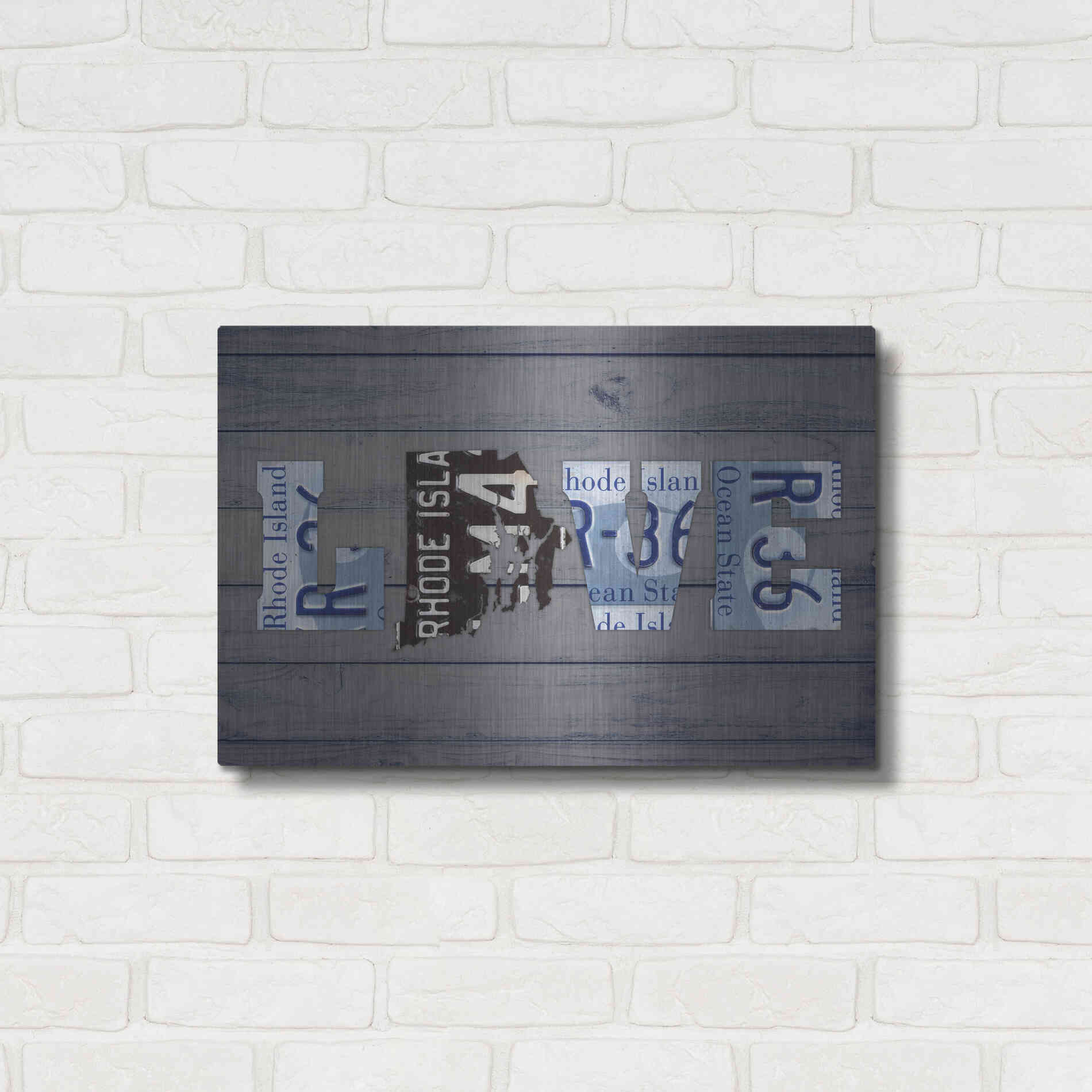 Luxe Metal Art 'RI State Love' by Design Turnpike, Metal Wall Art,24x16