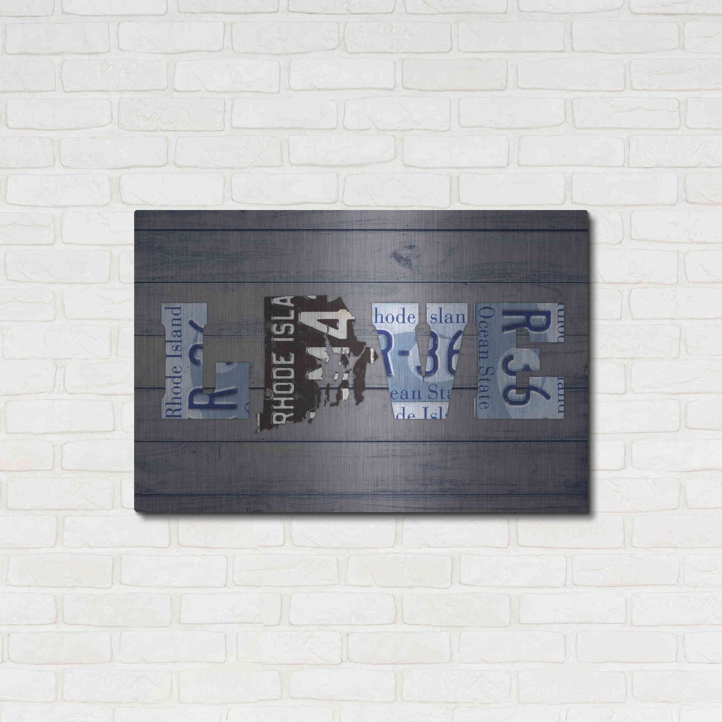 Luxe Metal Art 'RI State Love' by Design Turnpike, Metal Wall Art,36x24