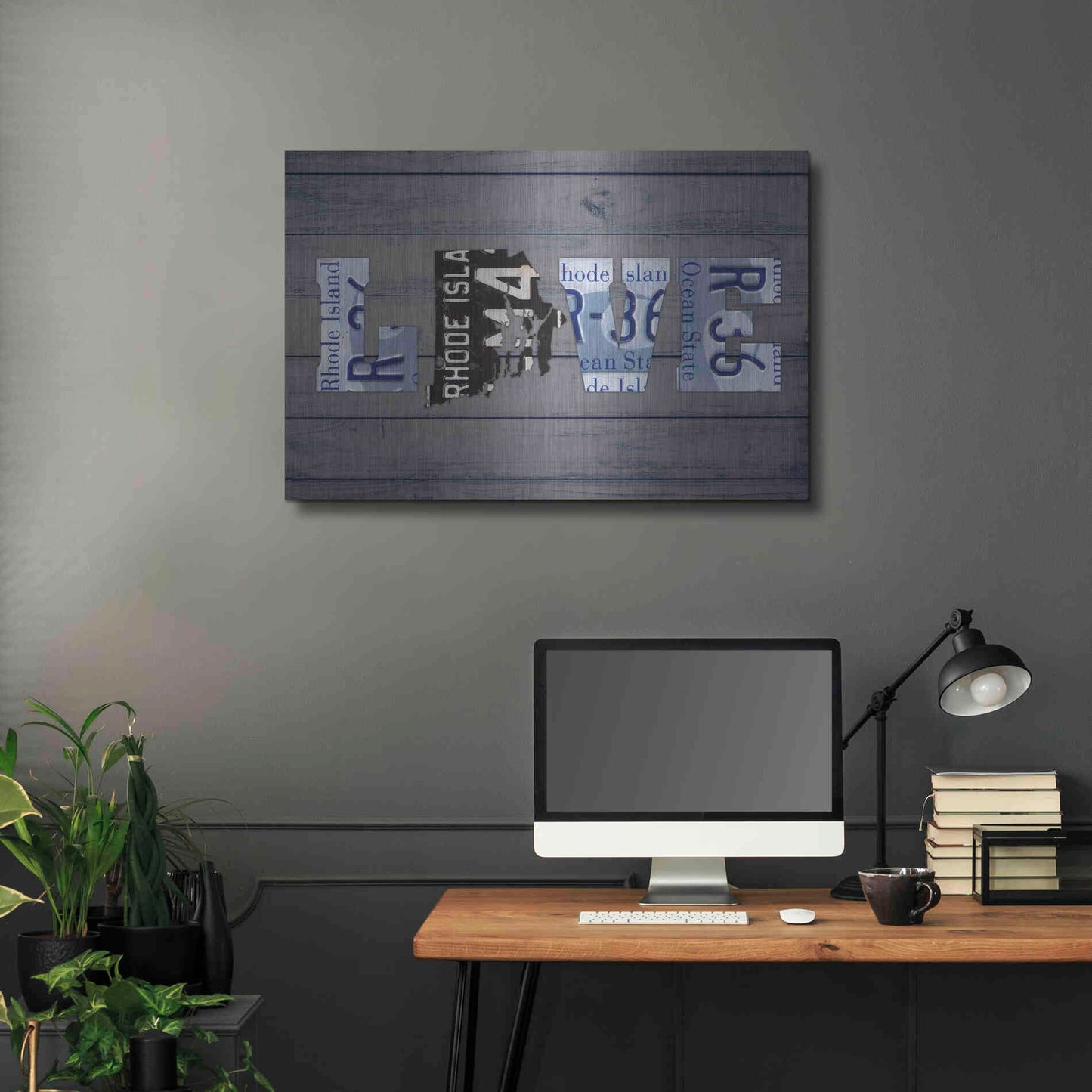 Luxe Metal Art 'RI State Love' by Design Turnpike, Metal Wall Art,36x24