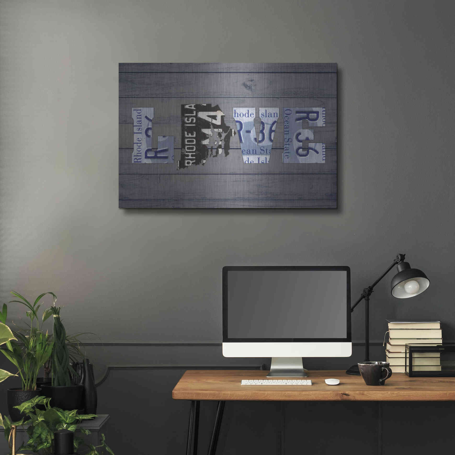Luxe Metal Art 'RI State Love' by Design Turnpike, Metal Wall Art,36x24