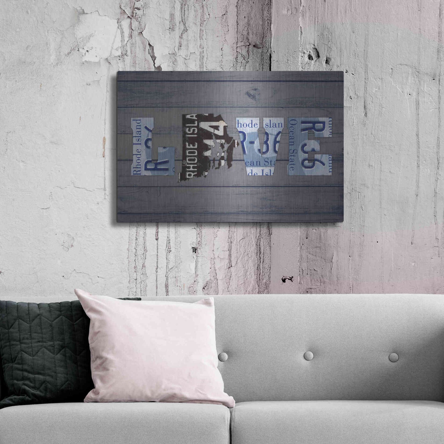 Luxe Metal Art 'RI State Love' by Design Turnpike, Metal Wall Art,36x24