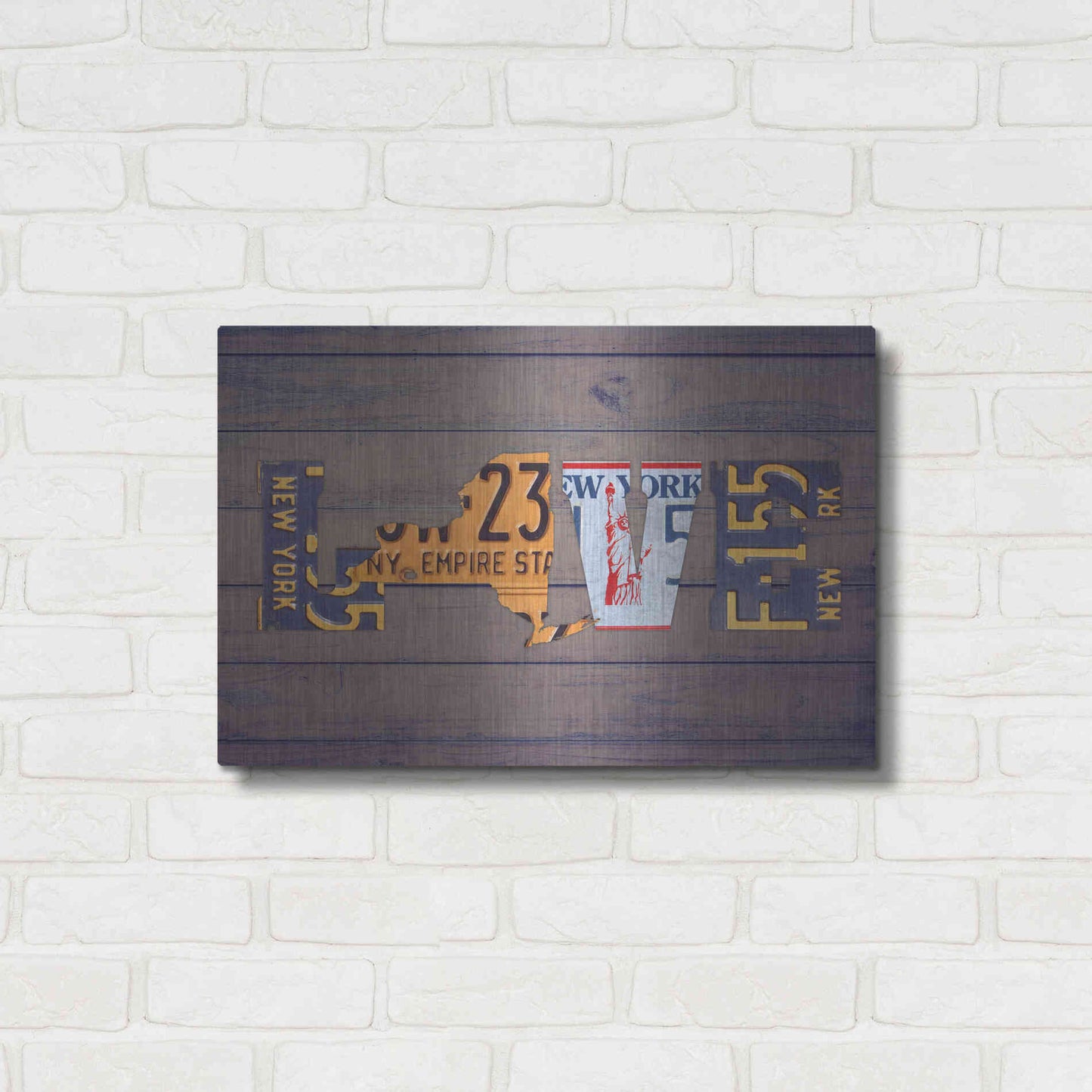 Luxe Metal Art 'NY State Love' by Design Turnpike, Metal Wall Art,24x16