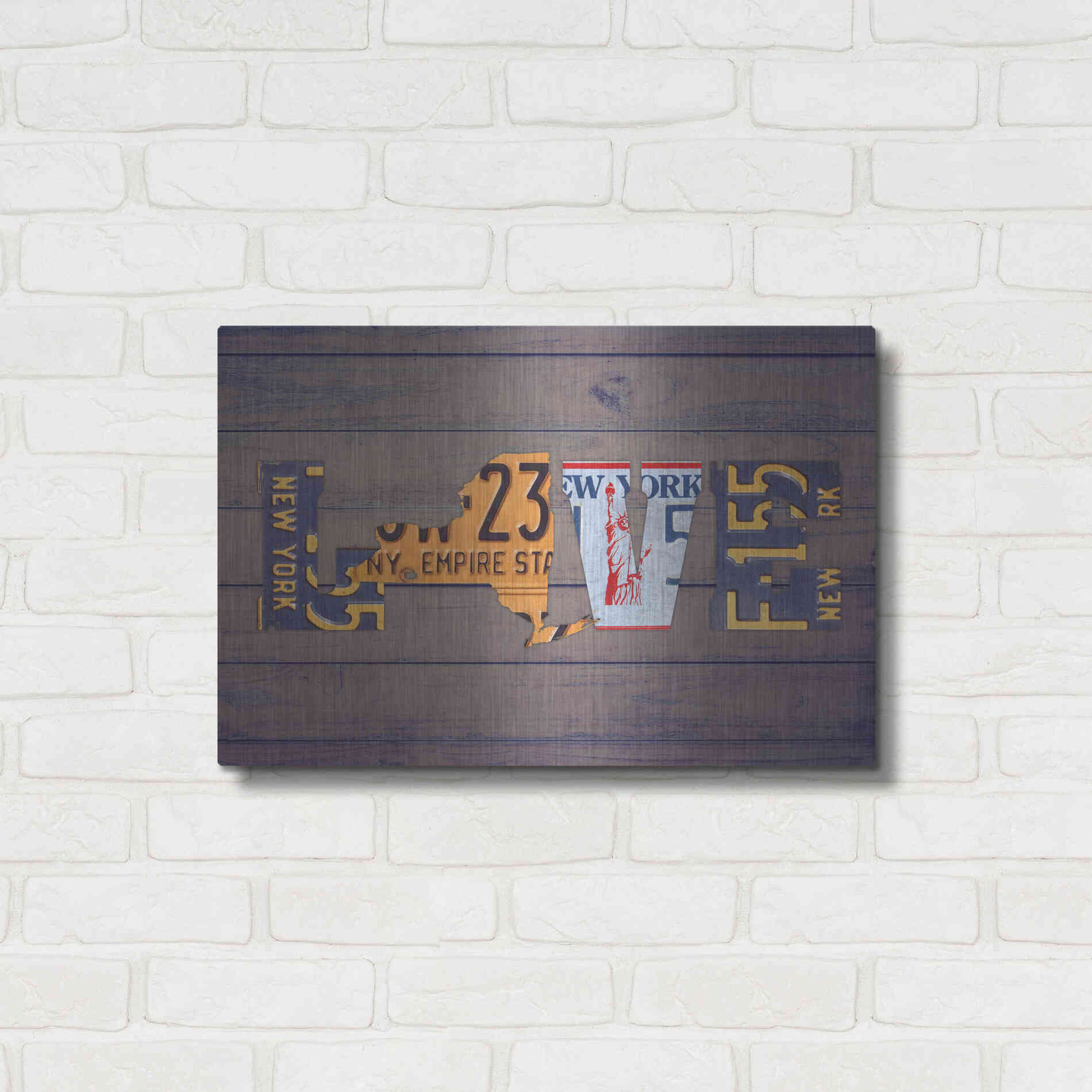 Luxe Metal Art 'NY State Love' by Design Turnpike, Metal Wall Art,24x16