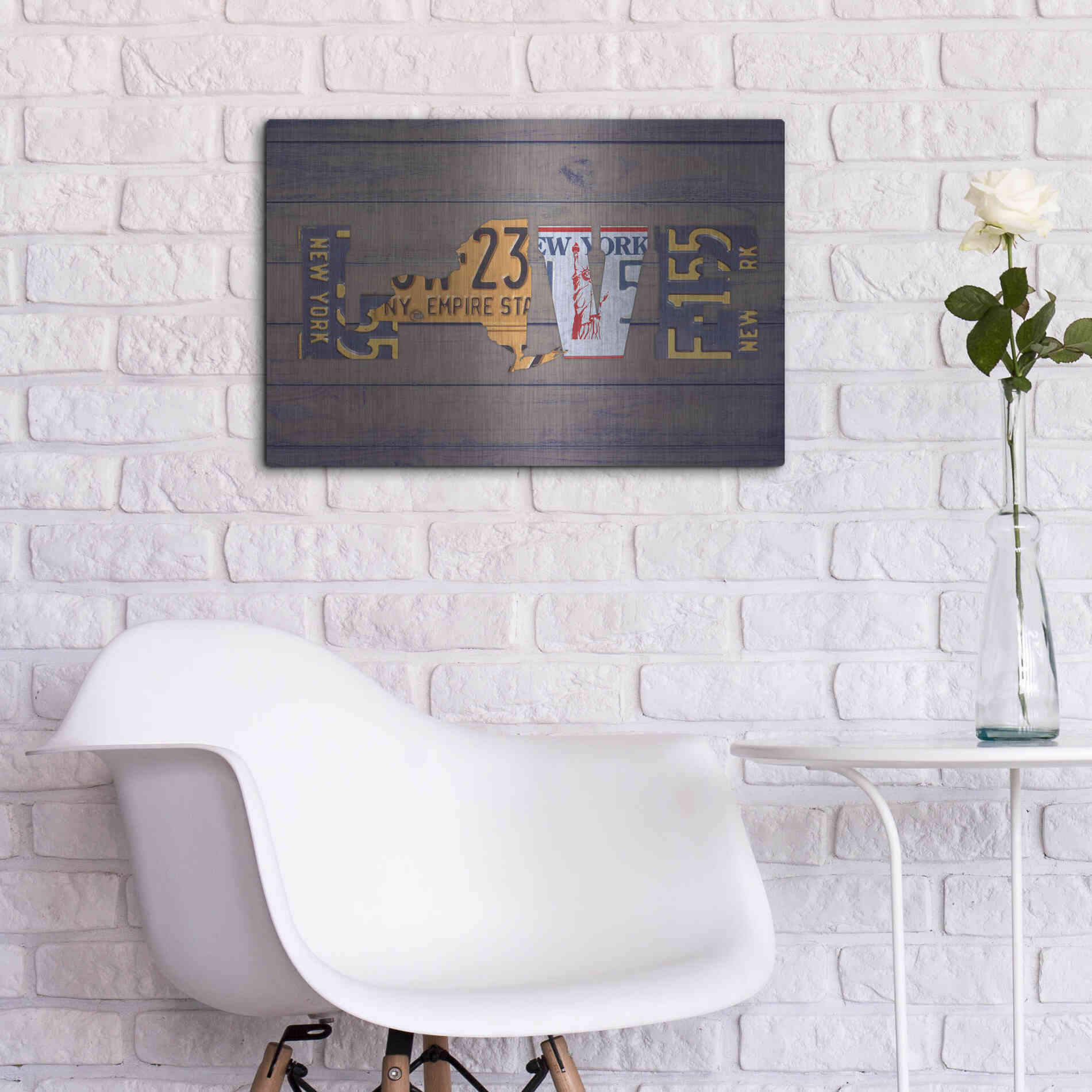 Luxe Metal Art 'NY State Love' by Design Turnpike, Metal Wall Art,24x16