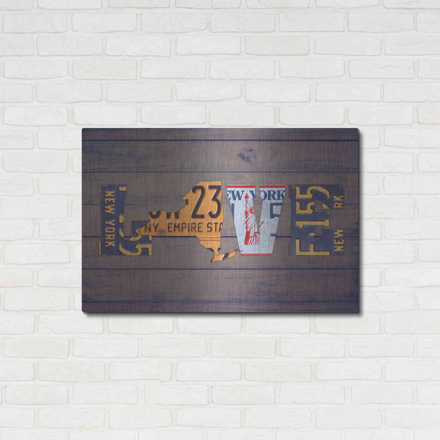 Luxe Metal Art 'NY State Love' by Design Turnpike, Metal Wall Art,36x24