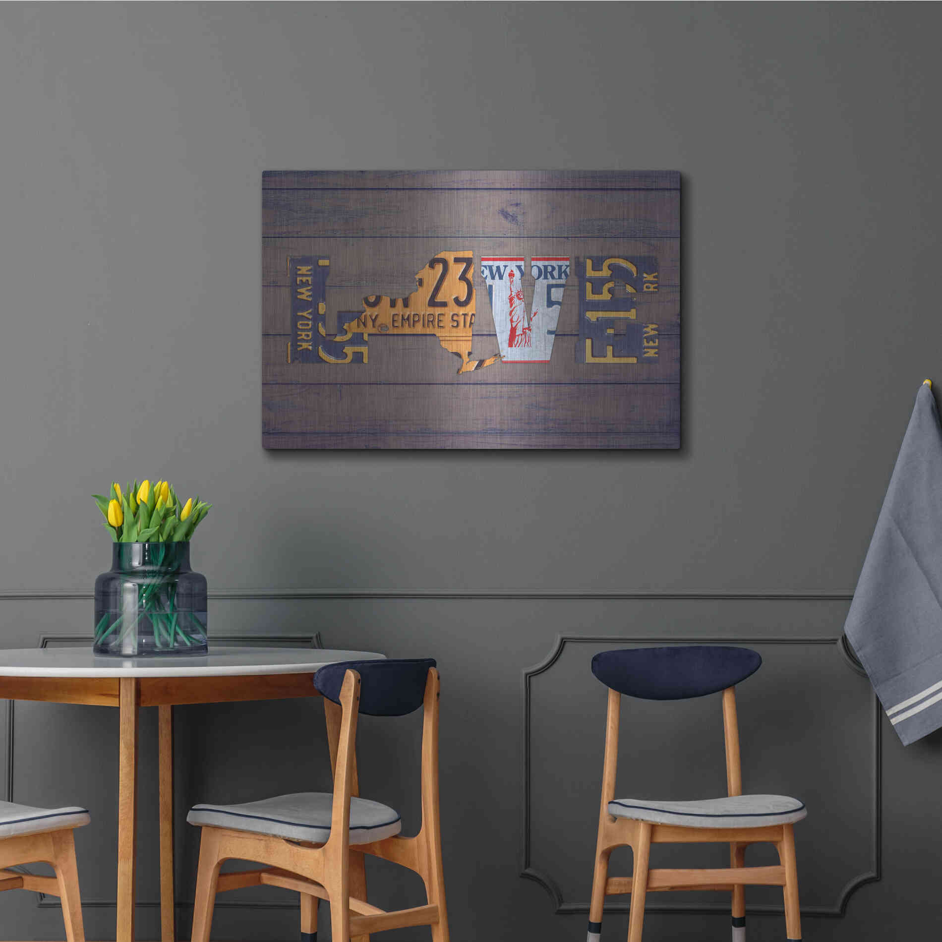Luxe Metal Art 'NY State Love' by Design Turnpike, Metal Wall Art,36x24