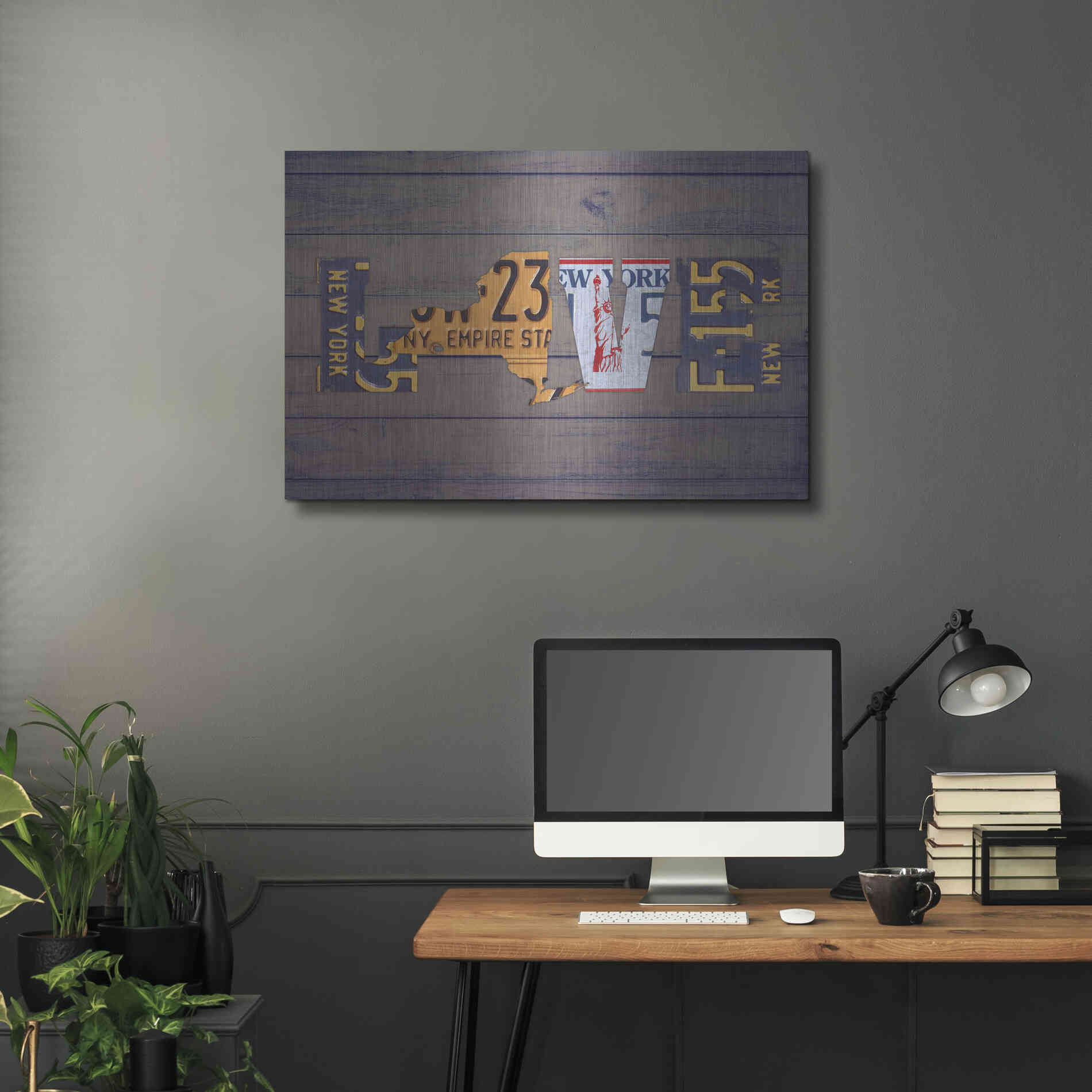 Luxe Metal Art 'NY State Love' by Design Turnpike, Metal Wall Art,36x24