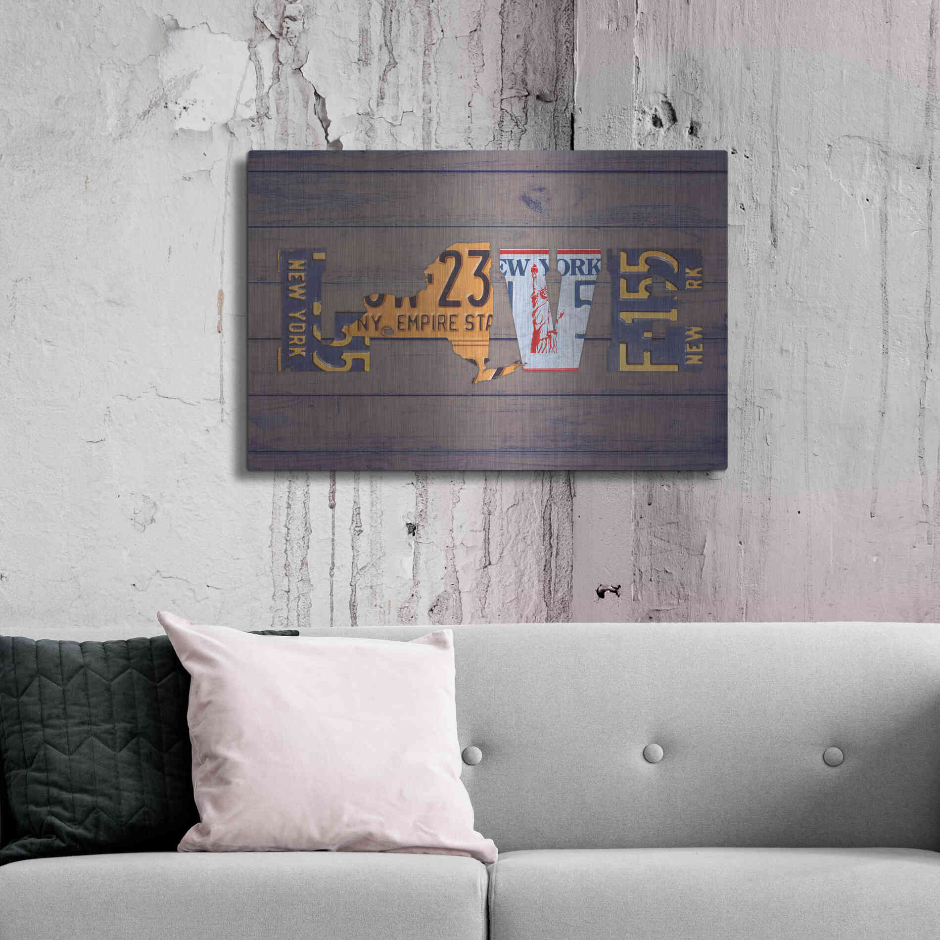 Luxe Metal Art 'NY State Love' by Design Turnpike, Metal Wall Art,36x24