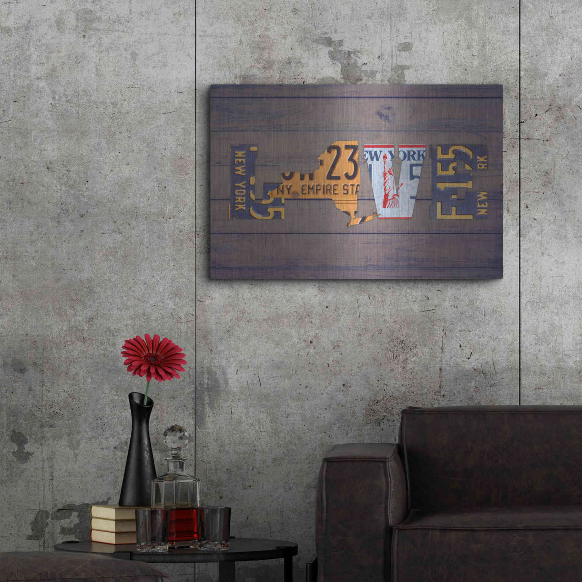 Luxe Metal Art 'NY State Love' by Design Turnpike, Metal Wall Art,36x24