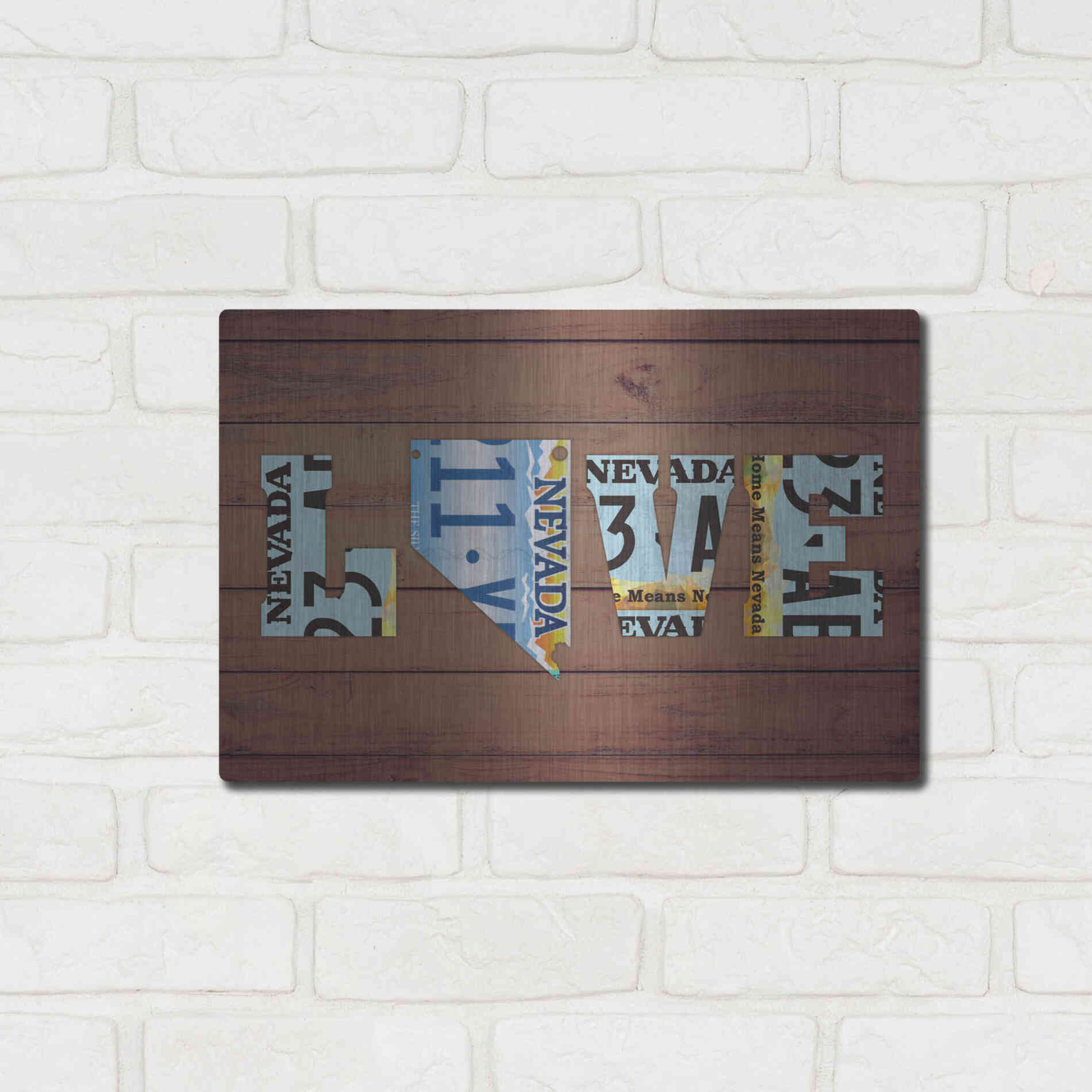 Luxe Metal Art 'NV State Love' by Design Turnpike, Metal Wall Art,16x12