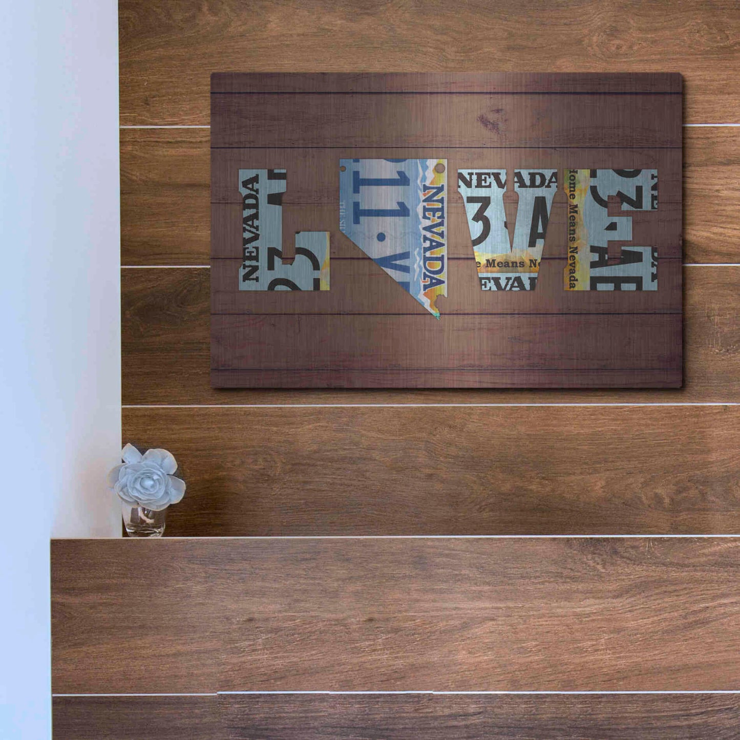 Luxe Metal Art 'NV State Love' by Design Turnpike, Metal Wall Art,16x12