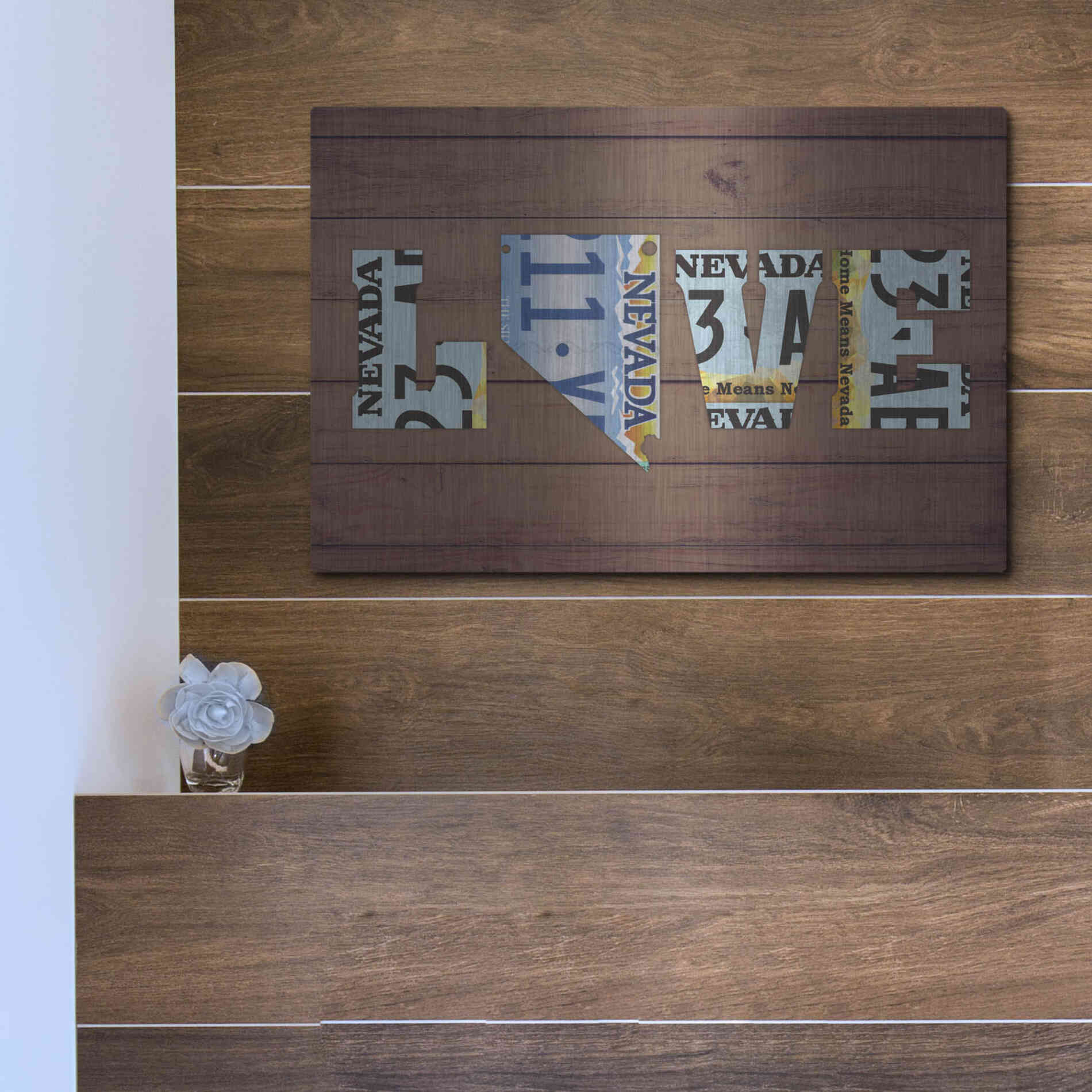 Luxe Metal Art 'NV State Love' by Design Turnpike, Metal Wall Art,16x12