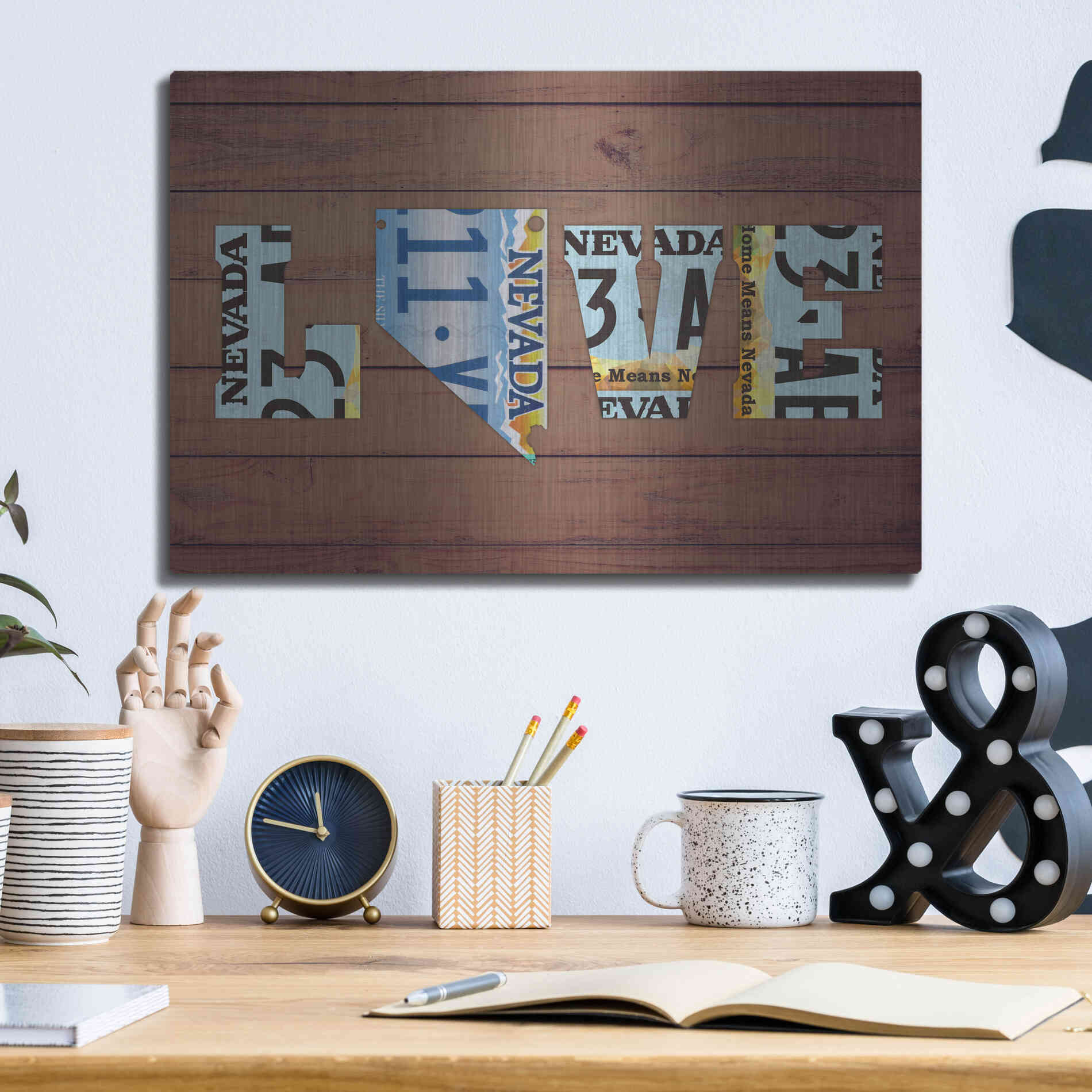 Luxe Metal Art 'NV State Love' by Design Turnpike, Metal Wall Art,16x12