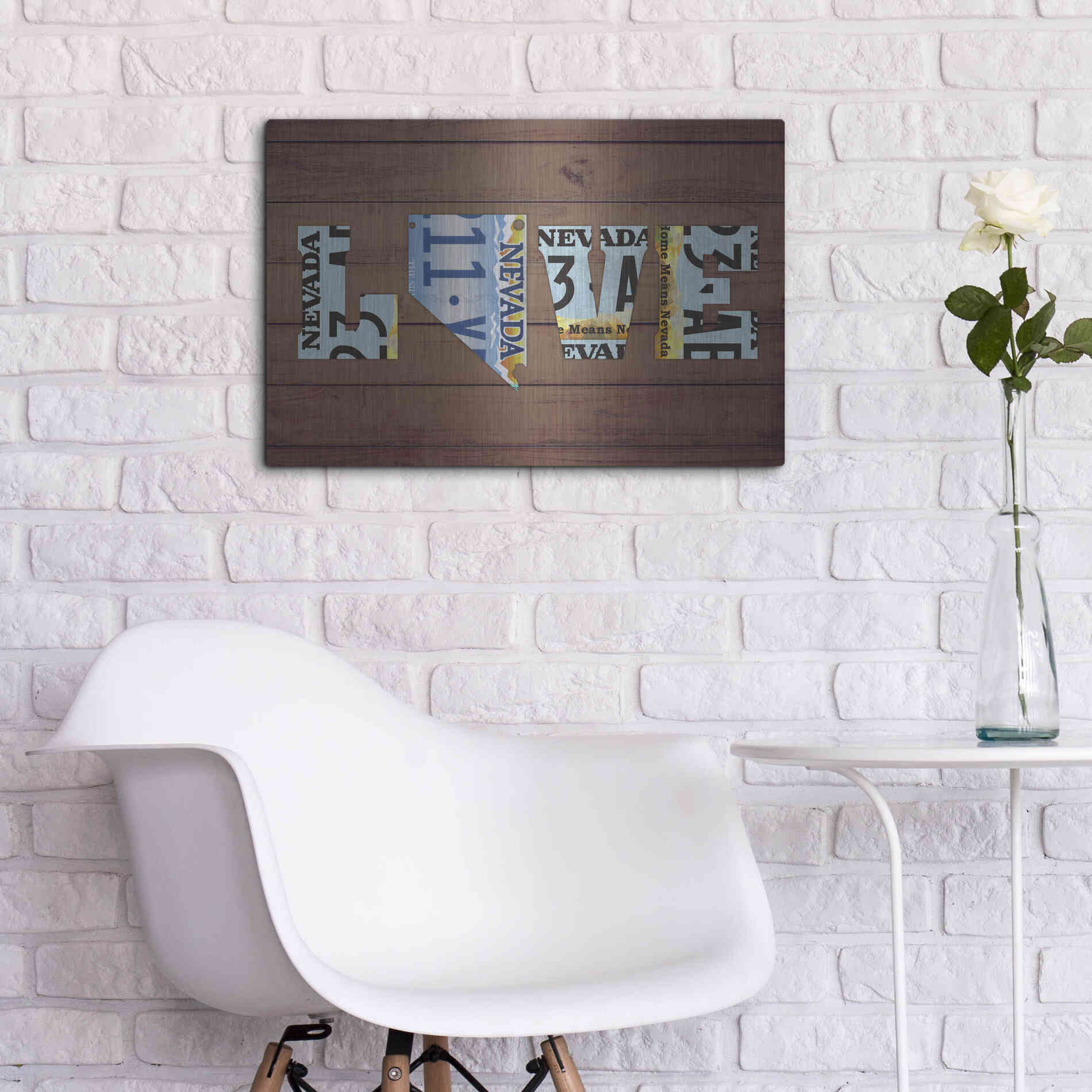 Luxe Metal Art 'NV State Love' by Design Turnpike, Metal Wall Art,24x16