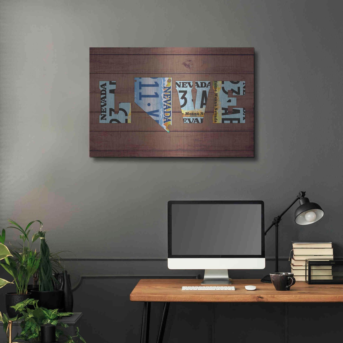 Luxe Metal Art 'NV State Love' by Design Turnpike, Metal Wall Art,36x24