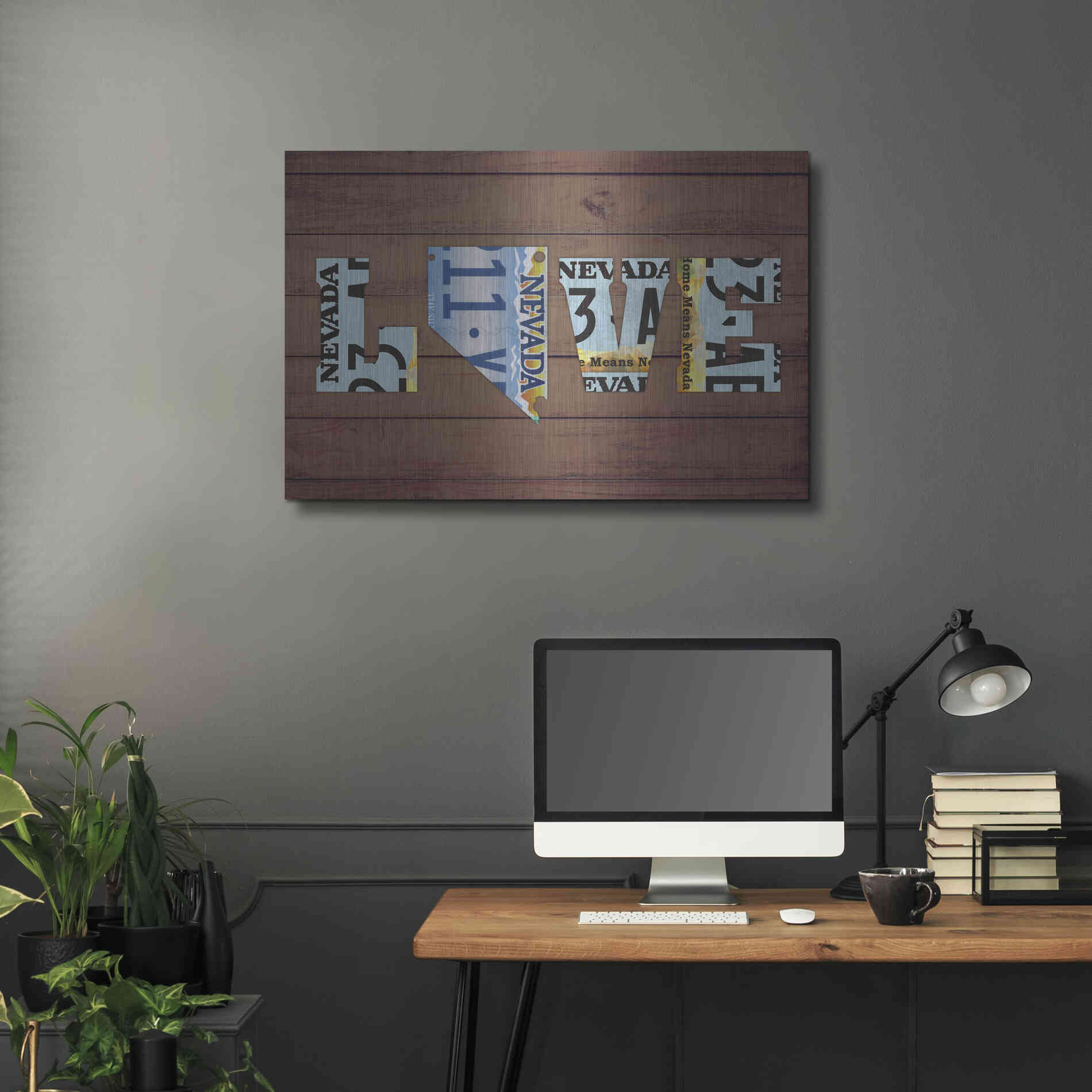 Luxe Metal Art 'NV State Love' by Design Turnpike, Metal Wall Art,36x24