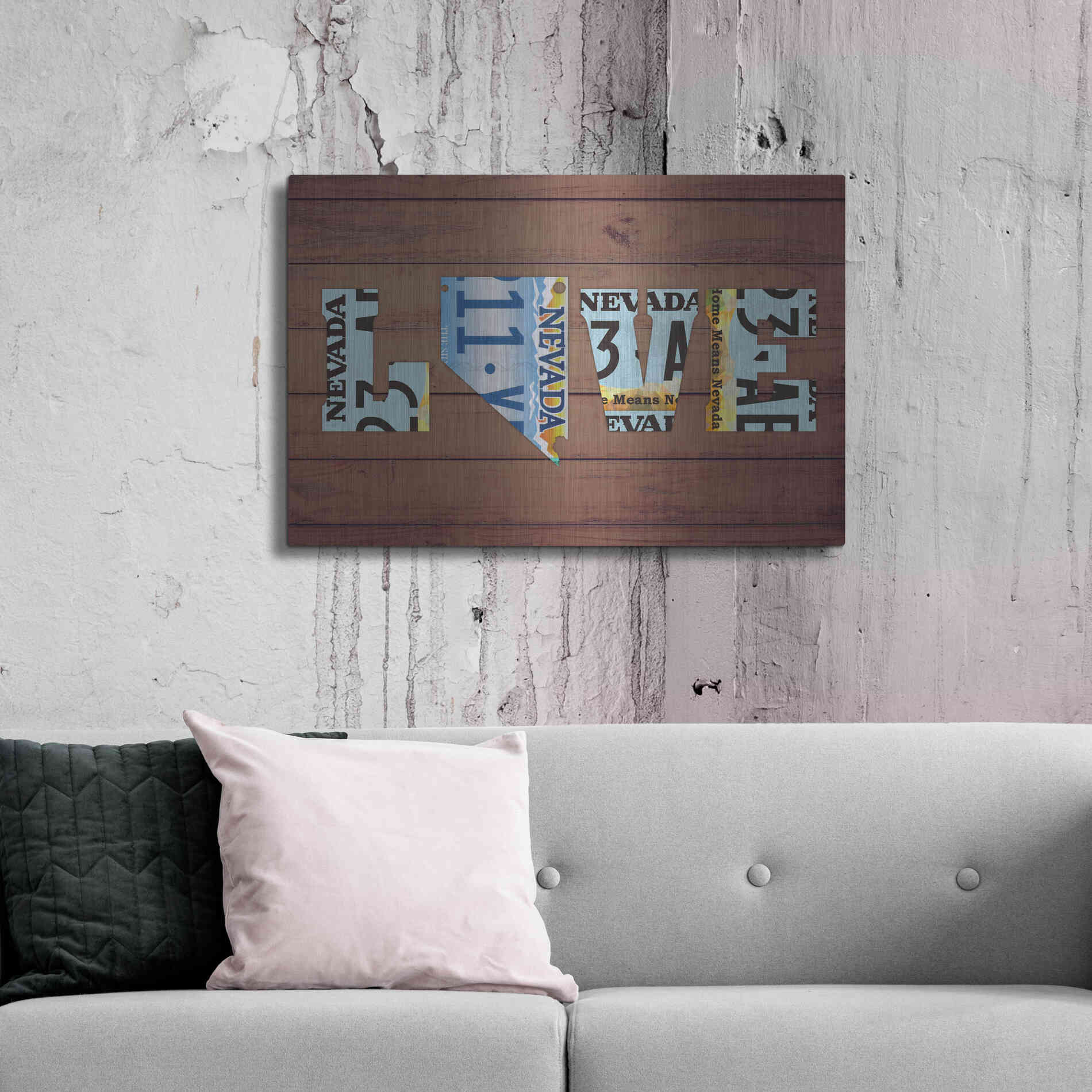 Luxe Metal Art 'NV State Love' by Design Turnpike, Metal Wall Art,36x24