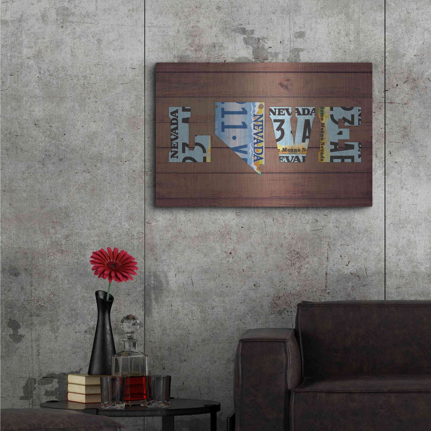 Luxe Metal Art 'NV State Love' by Design Turnpike, Metal Wall Art,36x24