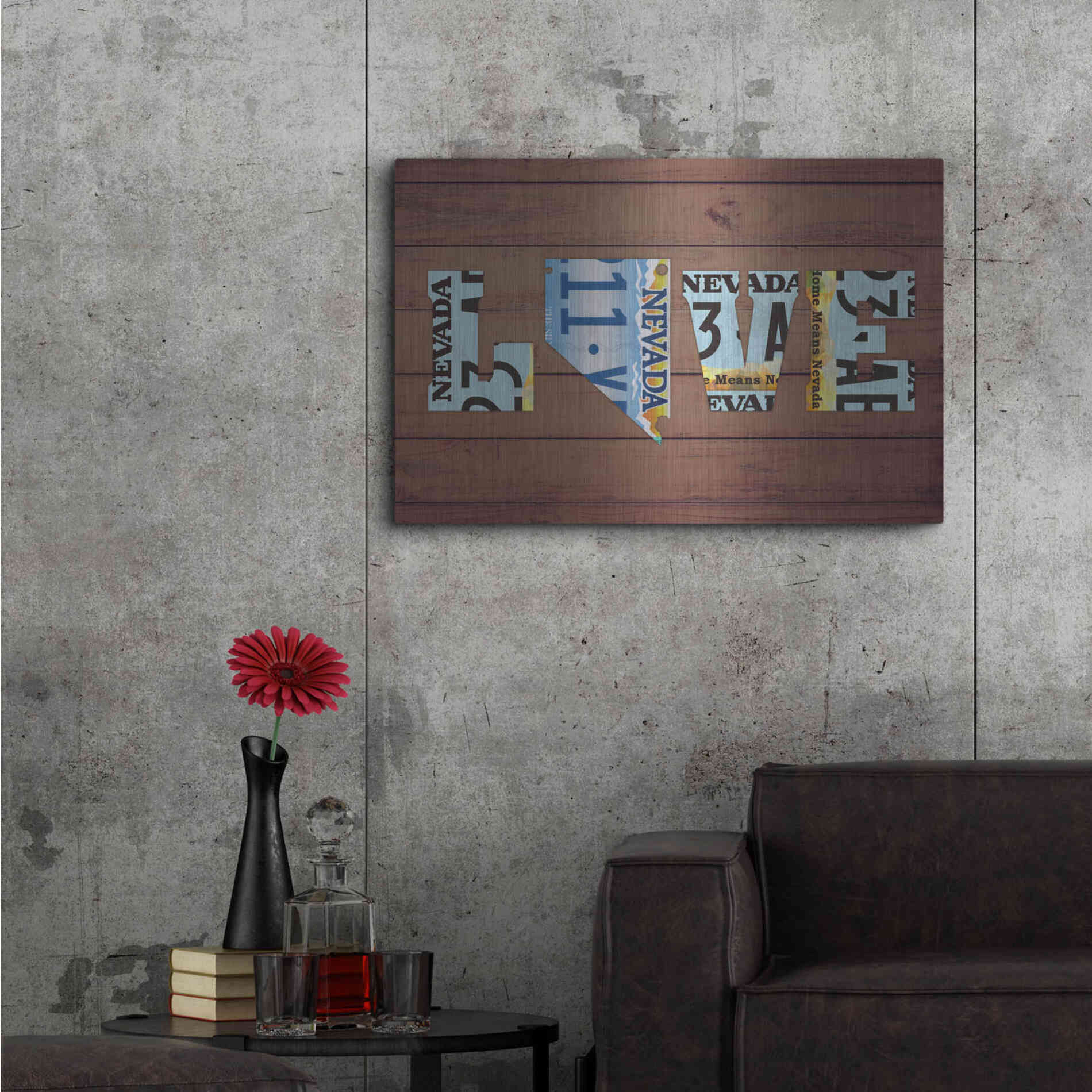 Luxe Metal Art 'NV State Love' by Design Turnpike, Metal Wall Art,36x24
