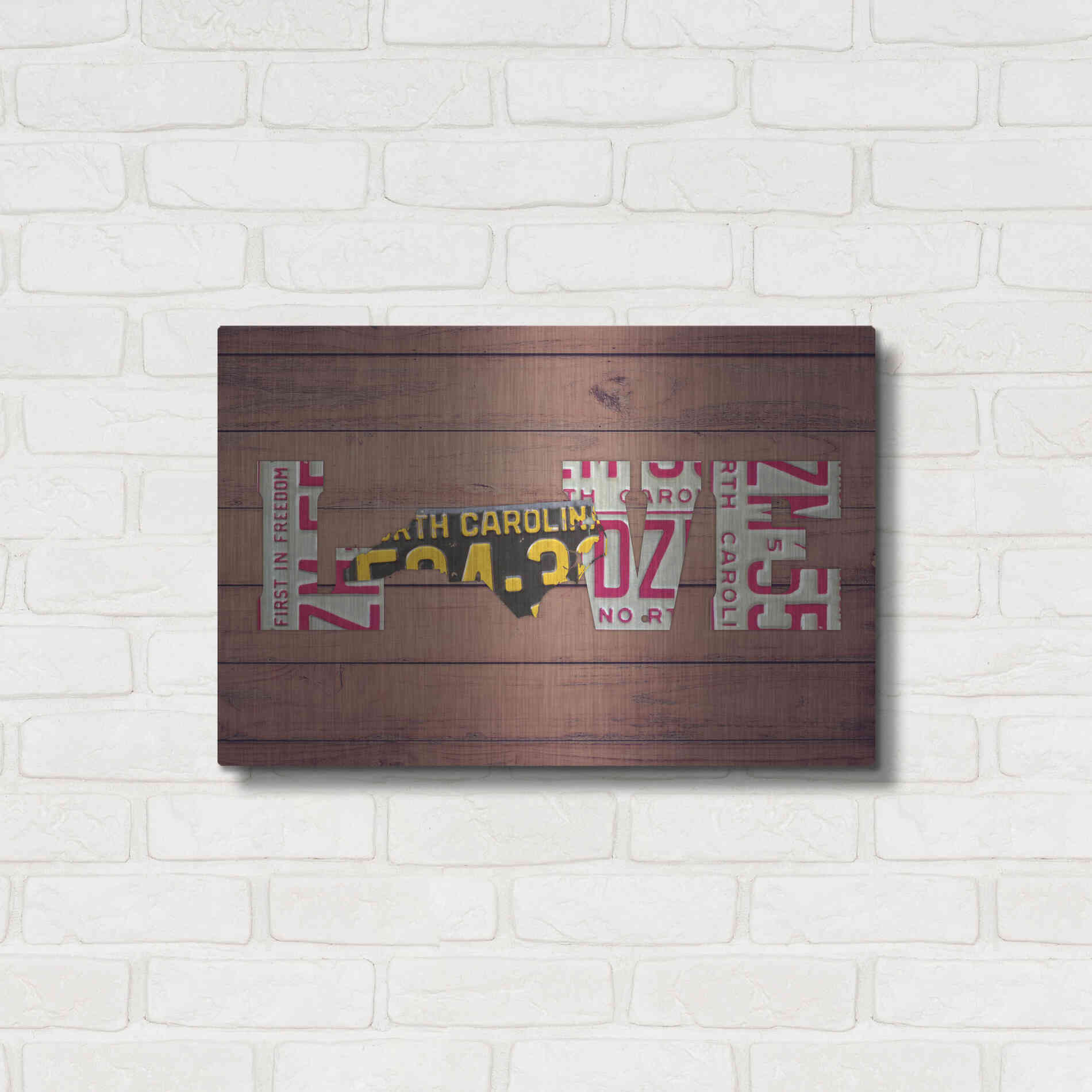 Luxe Metal Art 'NC State Love' by Design Turnpike, Metal Wall Art,24x16