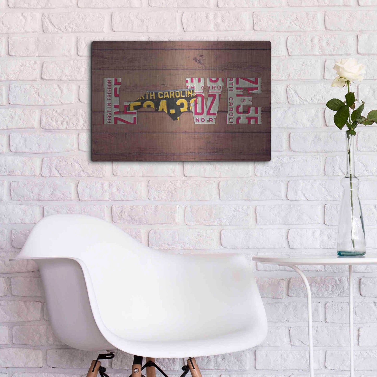 Luxe Metal Art 'NC State Love' by Design Turnpike, Metal Wall Art,24x16