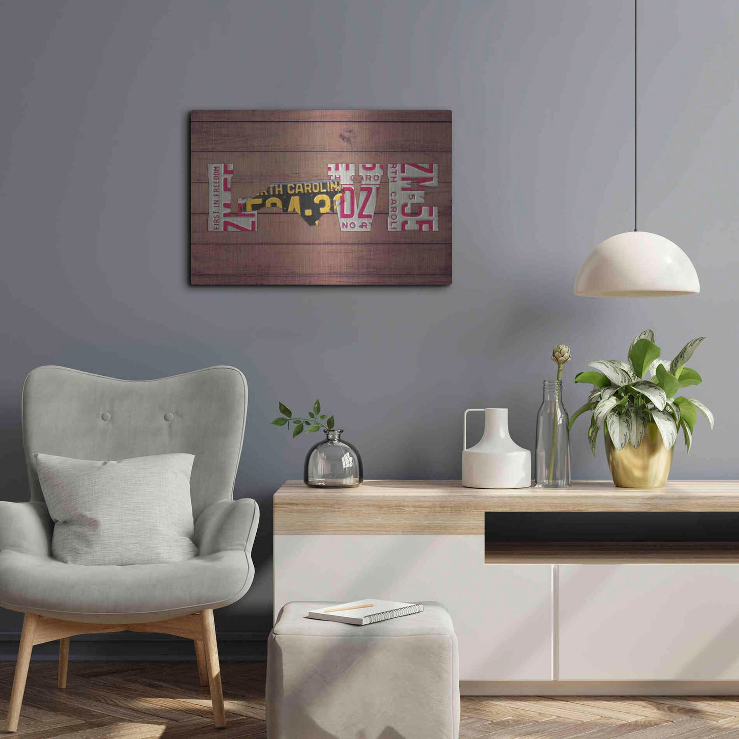 Luxe Metal Art 'NC State Love' by Design Turnpike, Metal Wall Art,24x16