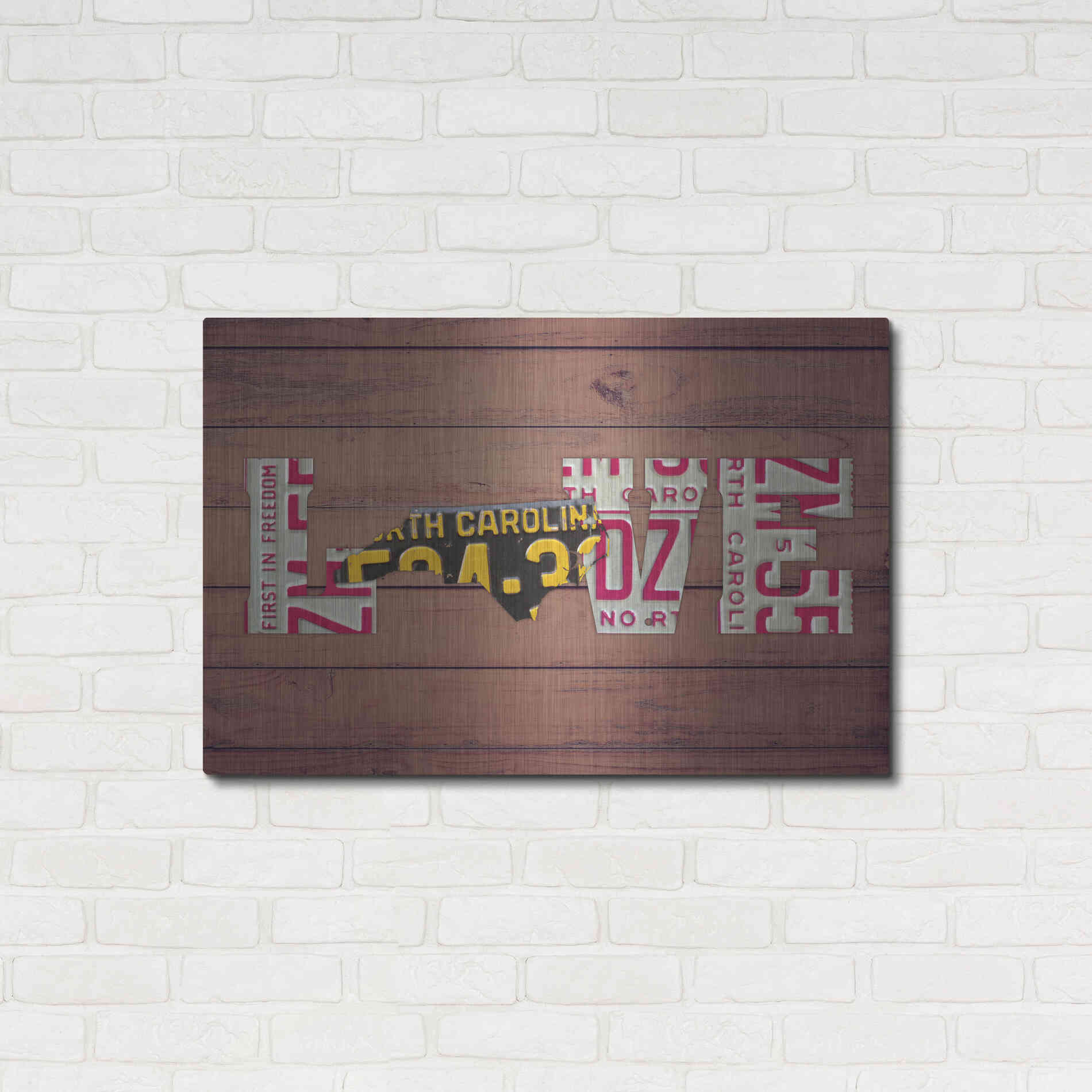 Luxe Metal Art 'NC State Love' by Design Turnpike, Metal Wall Art,36x24