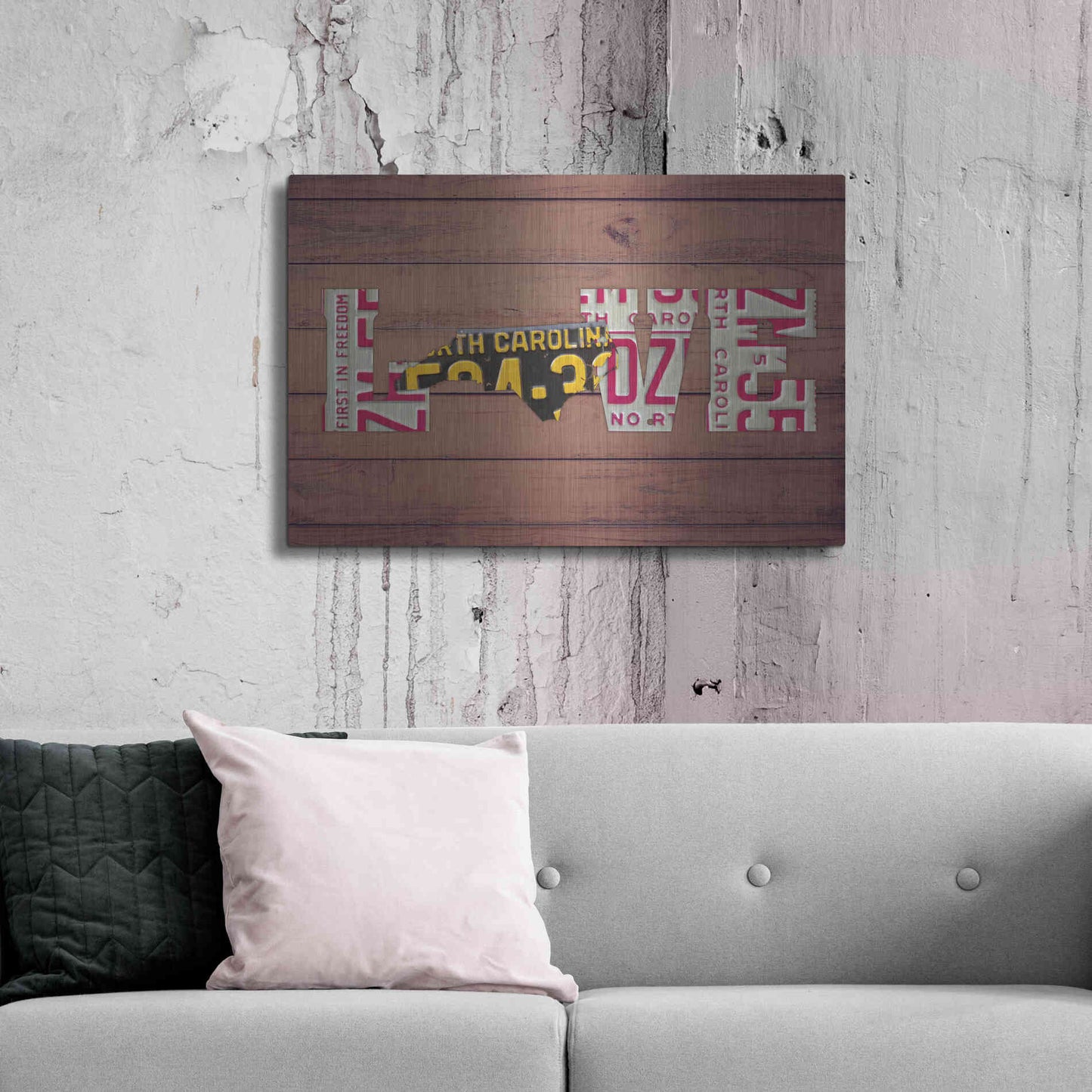 Luxe Metal Art 'NC State Love' by Design Turnpike, Metal Wall Art,36x24