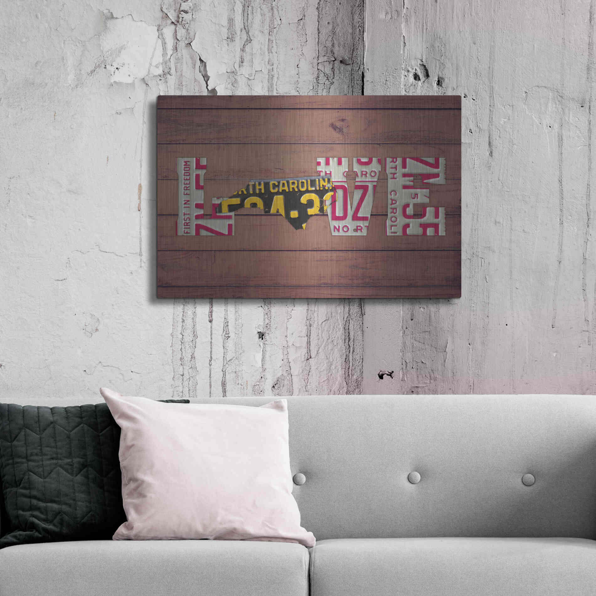 Luxe Metal Art 'NC State Love' by Design Turnpike, Metal Wall Art,36x24