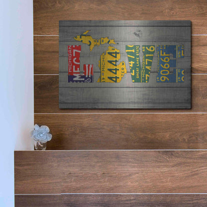 Luxe Metal Art 'MICH State Love' by Design Turnpike, Metal Wall Art,16x12